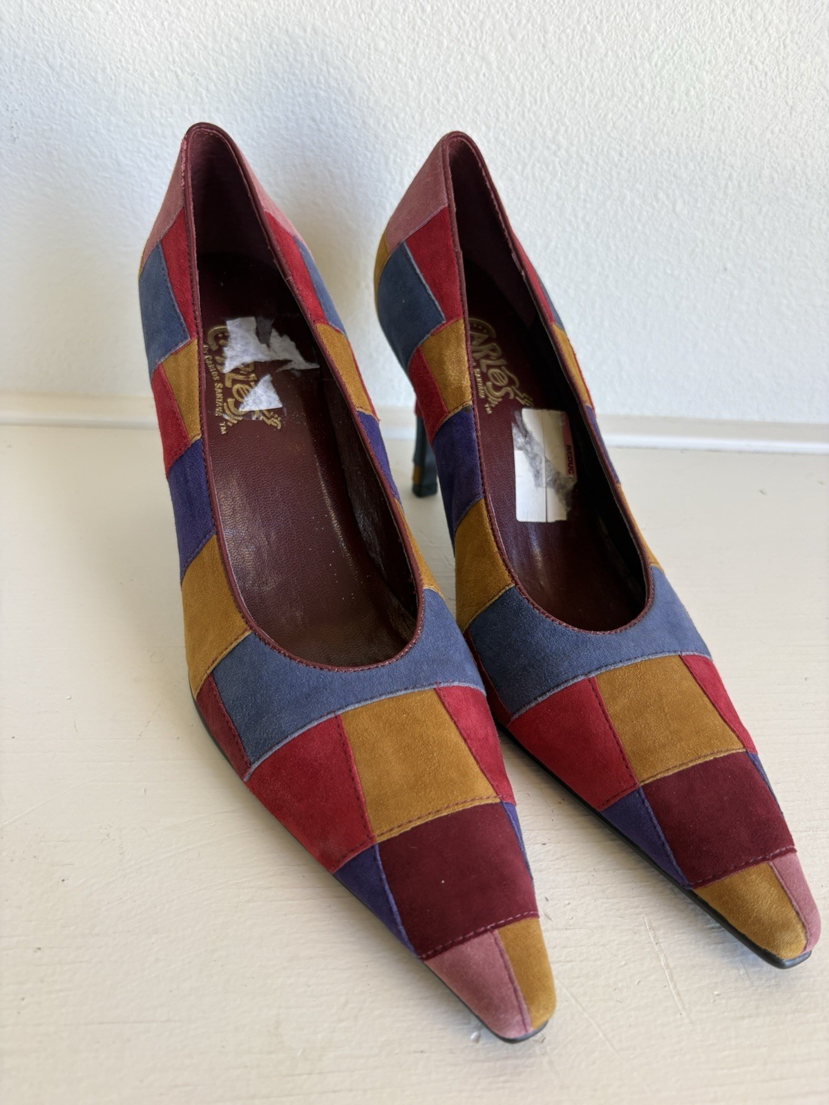 Carlos by Carlos Santana Colorblock Stiletto Pumps Slip On Multicolor Suede 6.5M