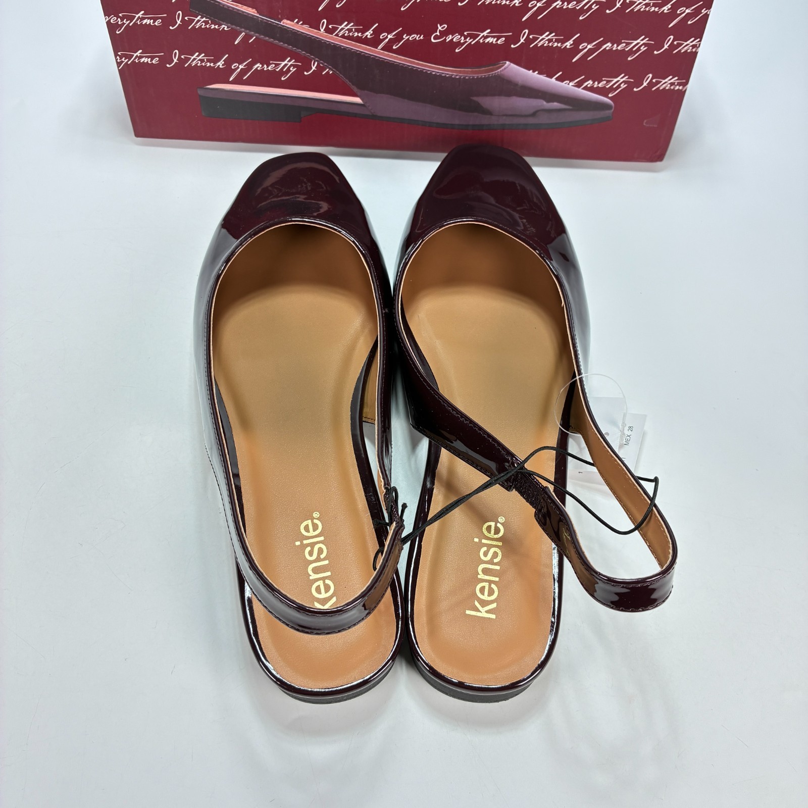 Kensie Felice Red Shiny Patent Slingback Flat Sandals KS252491 Women’s Size 11