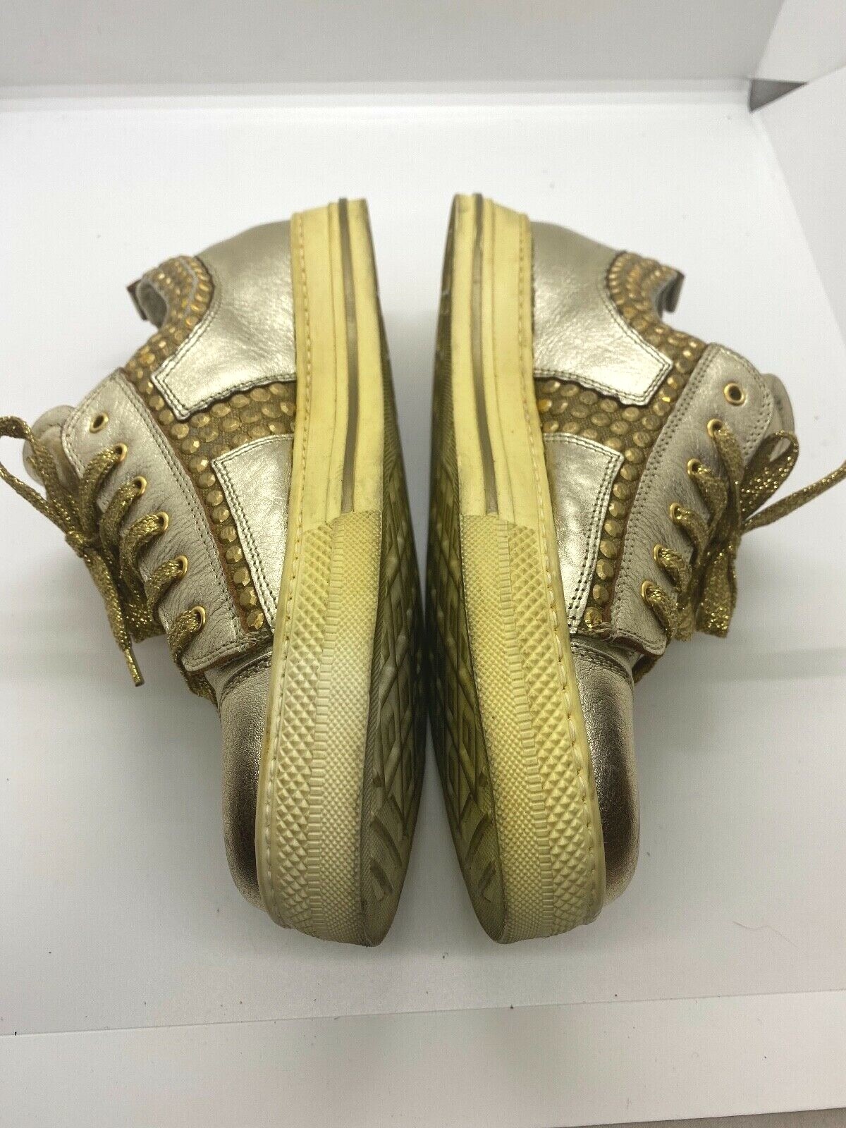 Just Cavalli Womens Gold Metallic Sneakers Sz US 7.5 Preowned