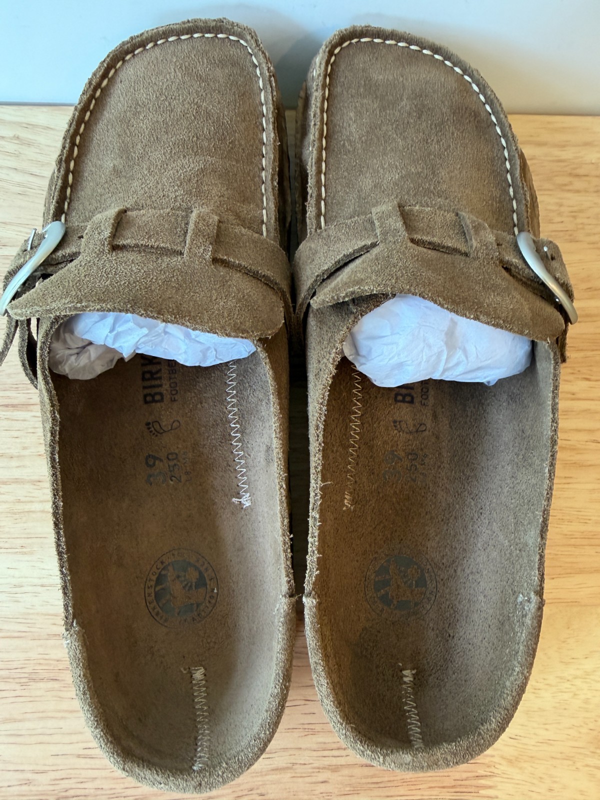 Birkenstock Buckley Suede Leather Clogs Gray Taupe EU 39 / US Women’s 8 Men’s 6