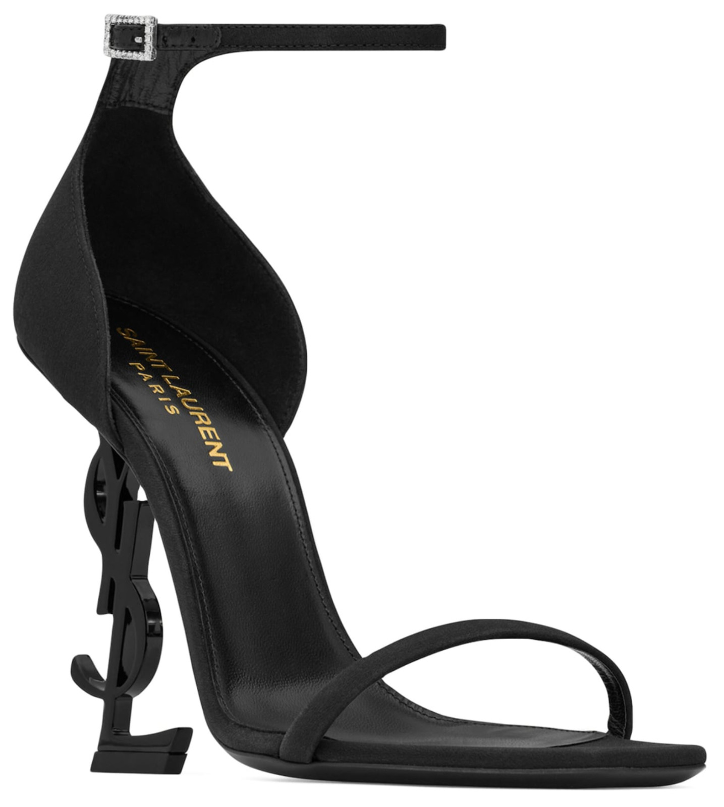 NIB Saint Laurent Opyum YSL Logo Crystal Silk Strappy Sandals Pumps 42 12 $2450