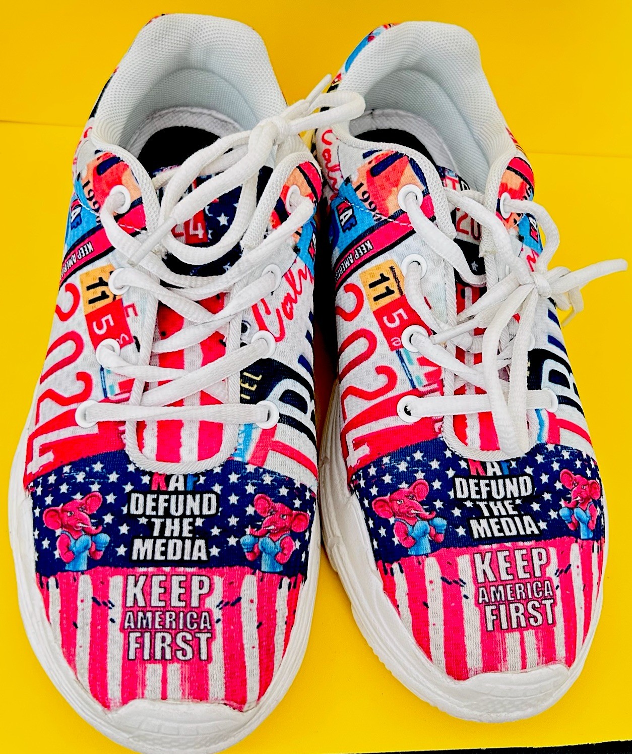 Trump 2024 Novelty Sneakers Women’s US 8 Men’s 6 EU 39 Patriotic Flag Shoes