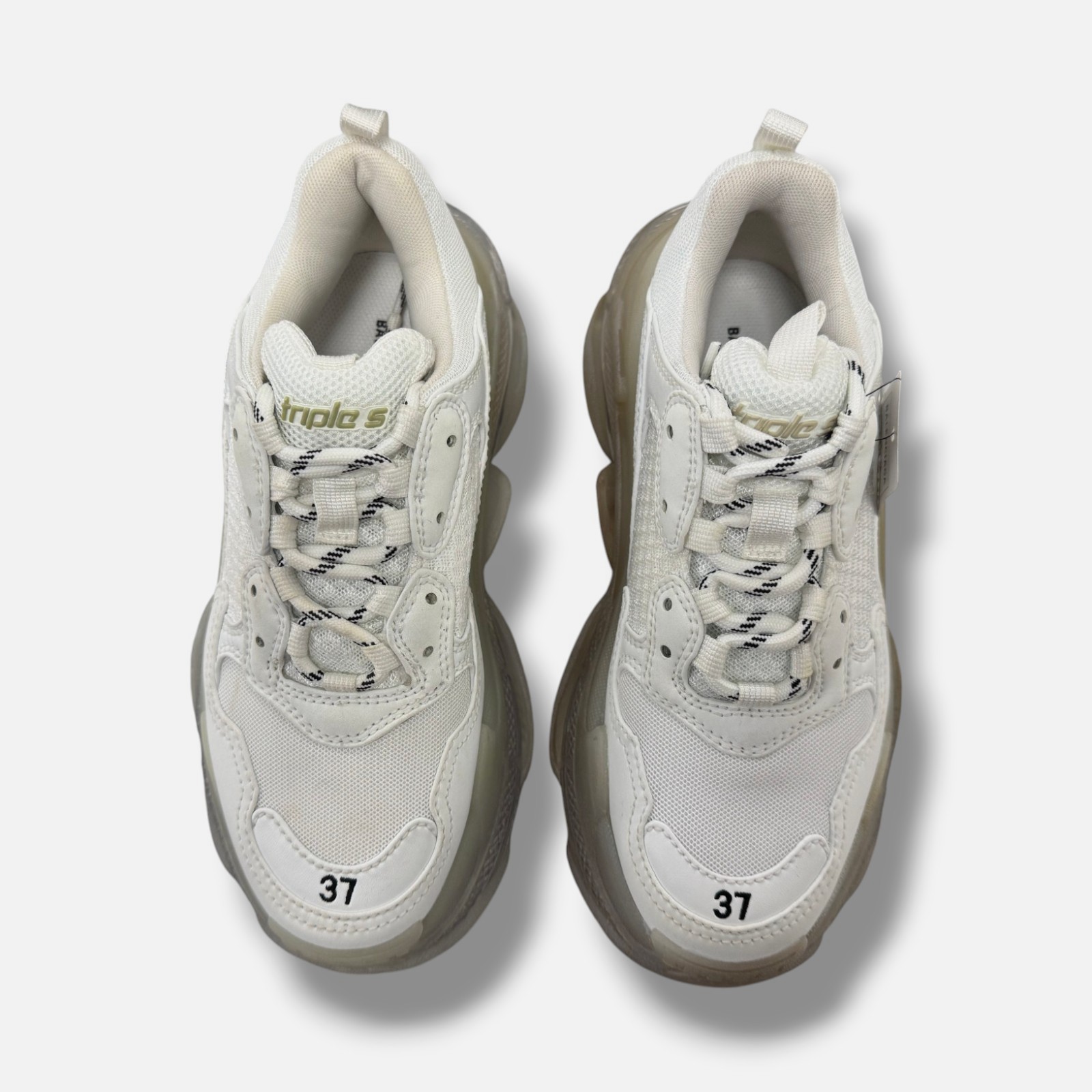 Balenciaga Women’s White Triple S Clear Sole Sneaker Shoes Size EU:37 US:7