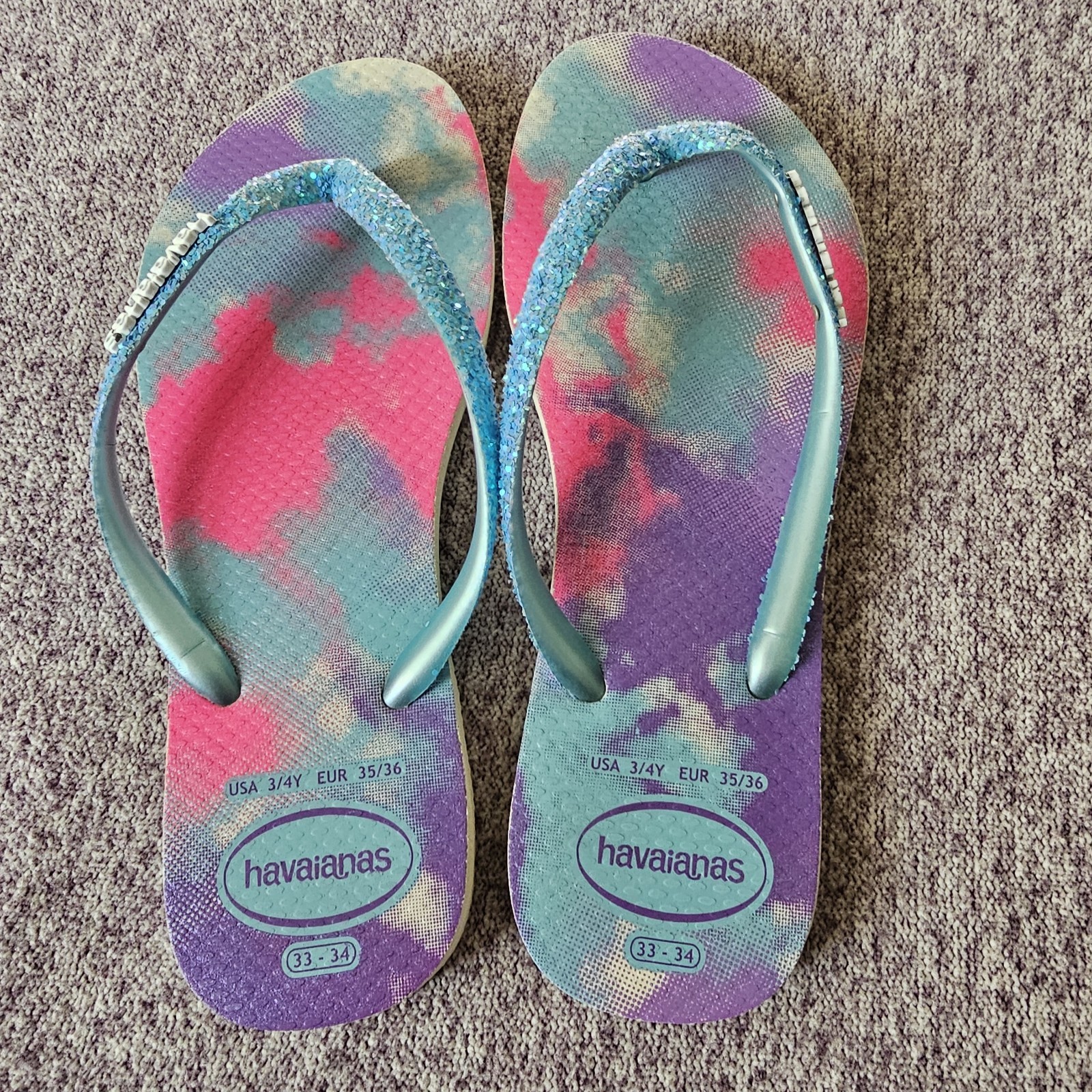 havaianas Slim Glitter Girls USA 3/4Y 33_34