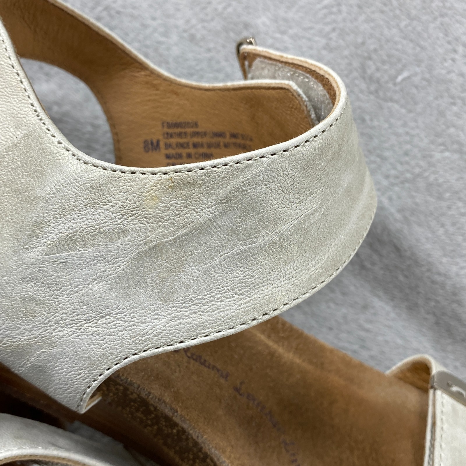 Söfft Verdi II Wedge Sandals Womens 8 Gold Cream Leather Hook & Loop FS0002028