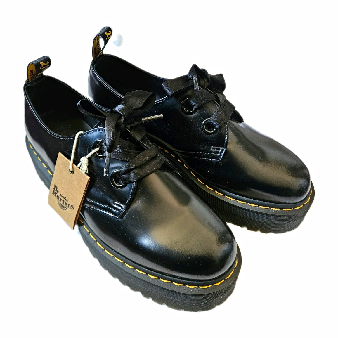 Dr. Martens Holly Black Leather Platform Oxford Lace-Up Round Toe Women US 11