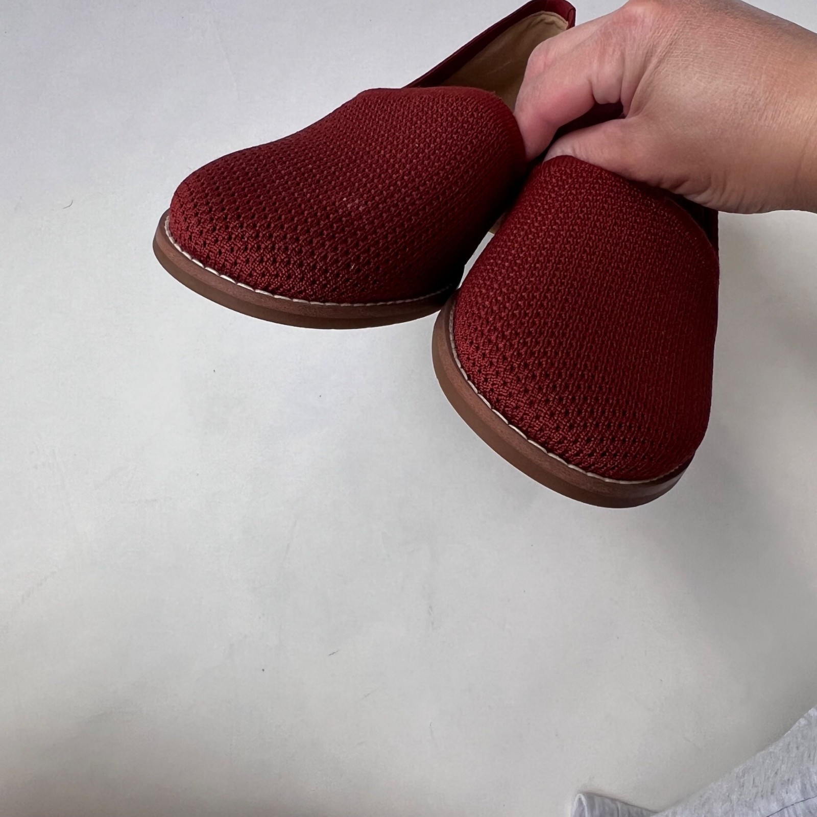 Eileen Fisher Red Demi Knit Eco Recycled Stretch Slip-On Shoes, Women’s Size 9