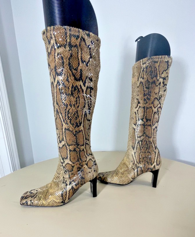 Vintage Y2K Zara Stretch Faux Snake Boots with Box Toe -EU 36-Made in Spain