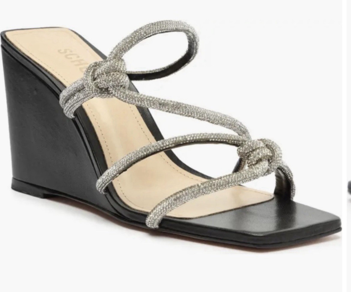 Schutz black Lauryn Crystal Wedge Sandals NWB SZ 8.5 Party Cocktail Wedding