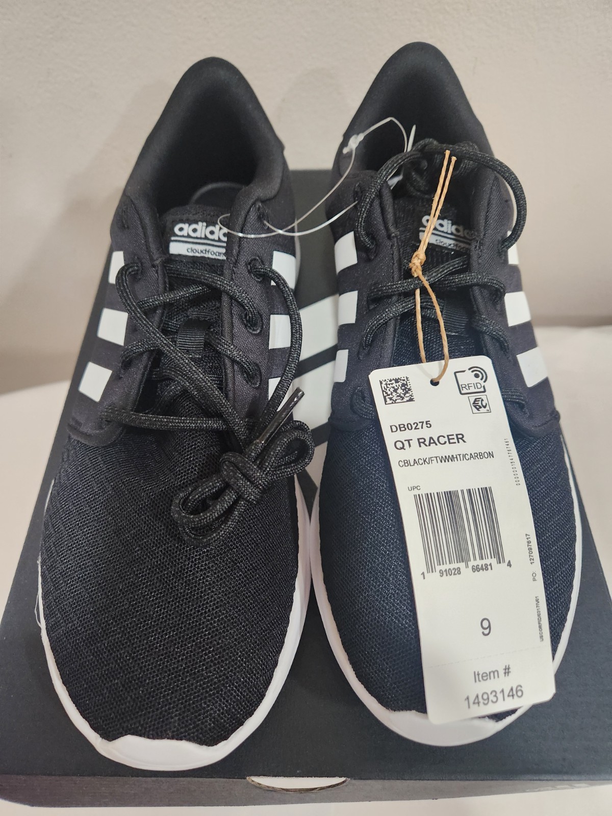 ADIDAS CLOUDFOAM COMFORT QT RACER US 9 WOMEN BLACK NWB DB0275 RUNNING INDONESIA