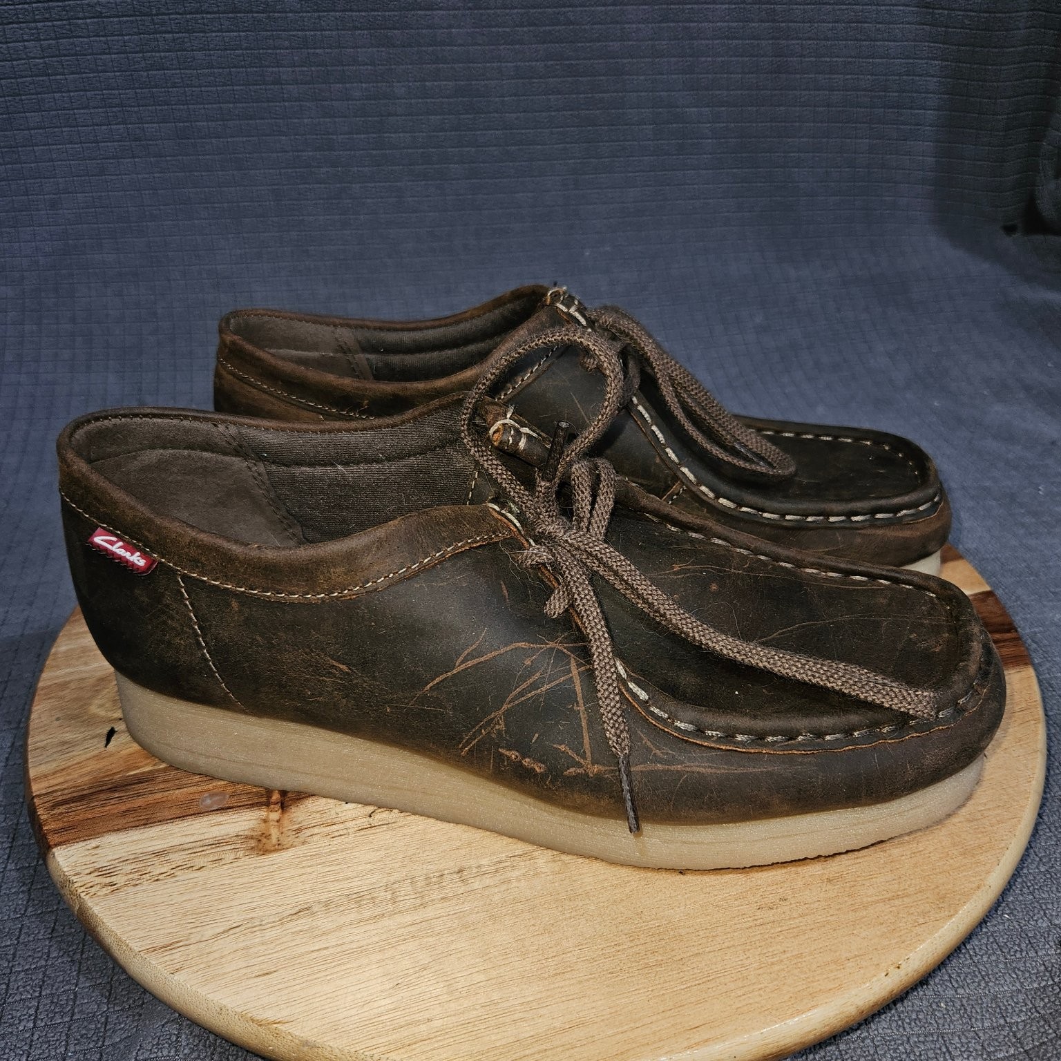 Clarks Wallabee Style Boots Women’s Brown US 8.5 Moccasin Toe Leather Lace Up