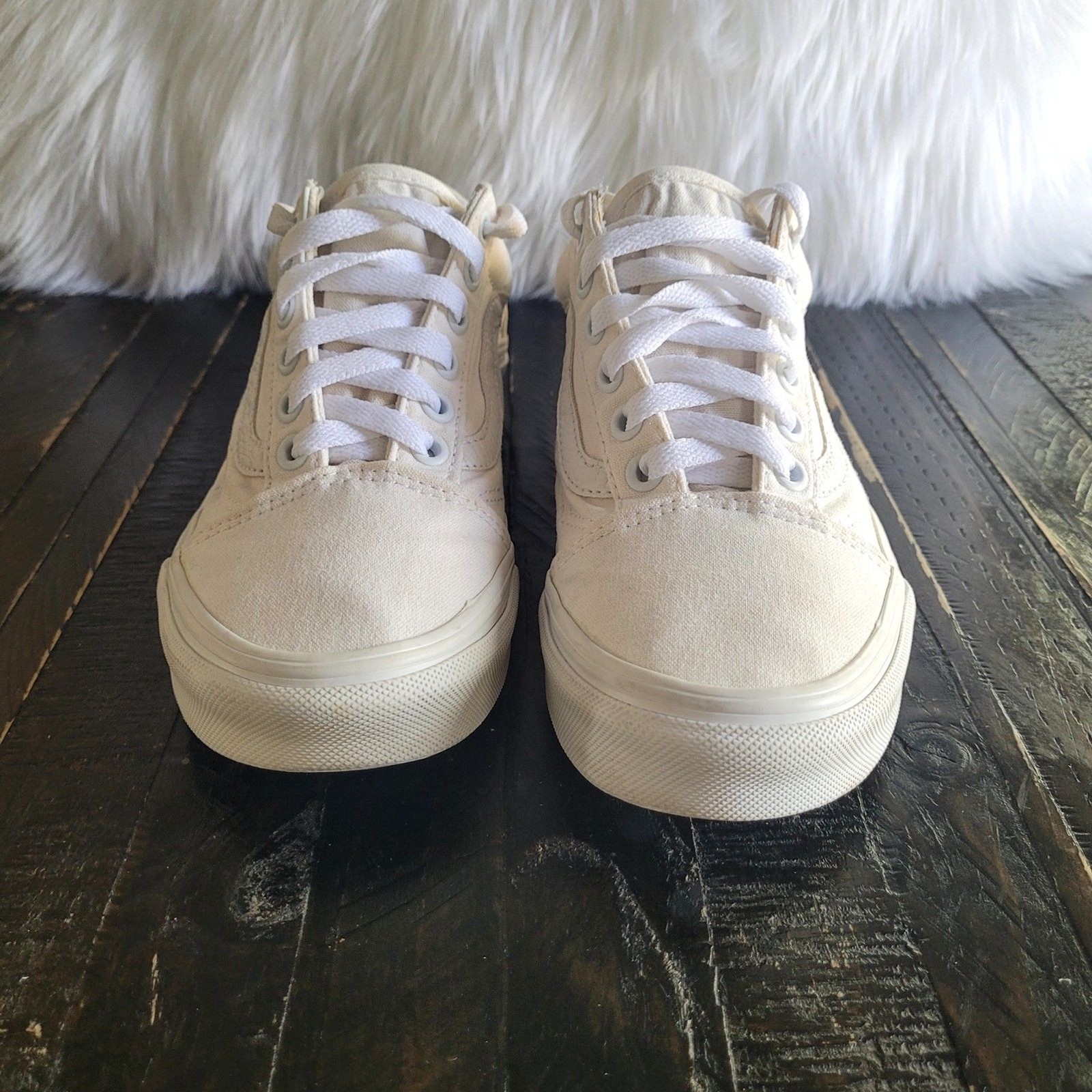 Vans Old Skool Unisex White/Marshmallow Low Top Lace-Up Sneakers Men 5 Women 6.5