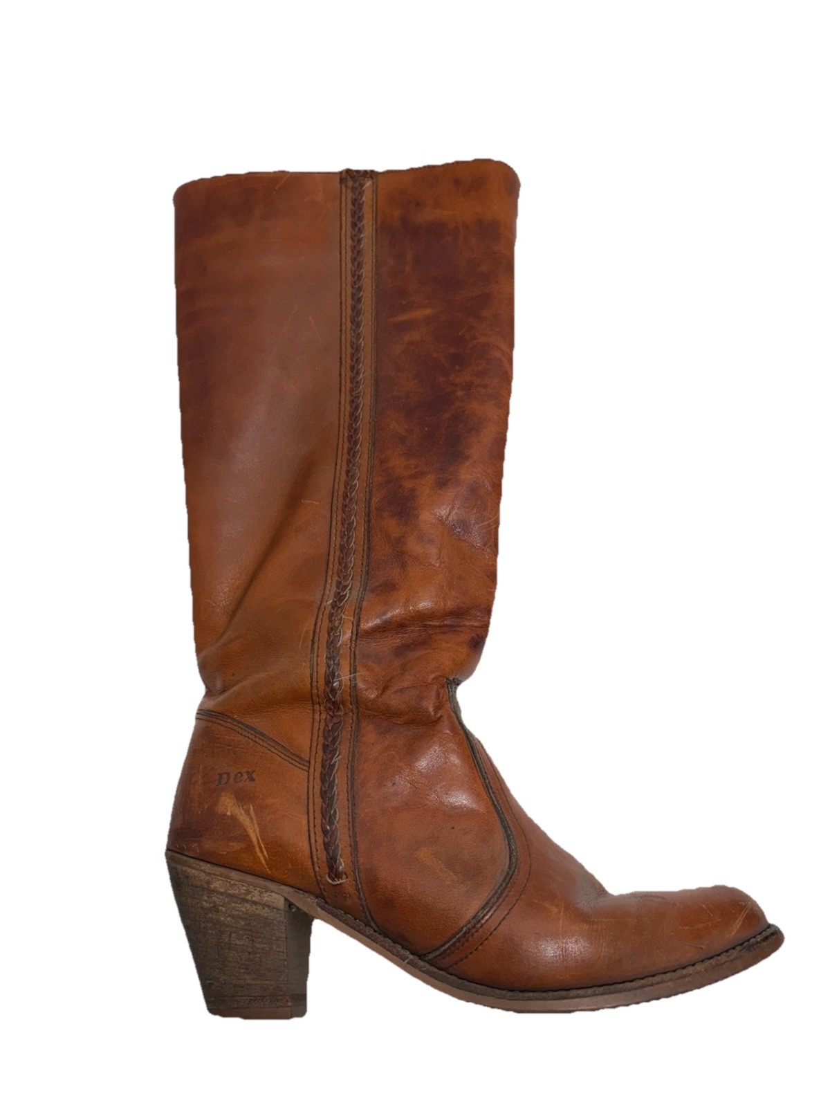 Dexter USA 10M Women’s Leather Braided Accent Pull on Vintage Campus Boots