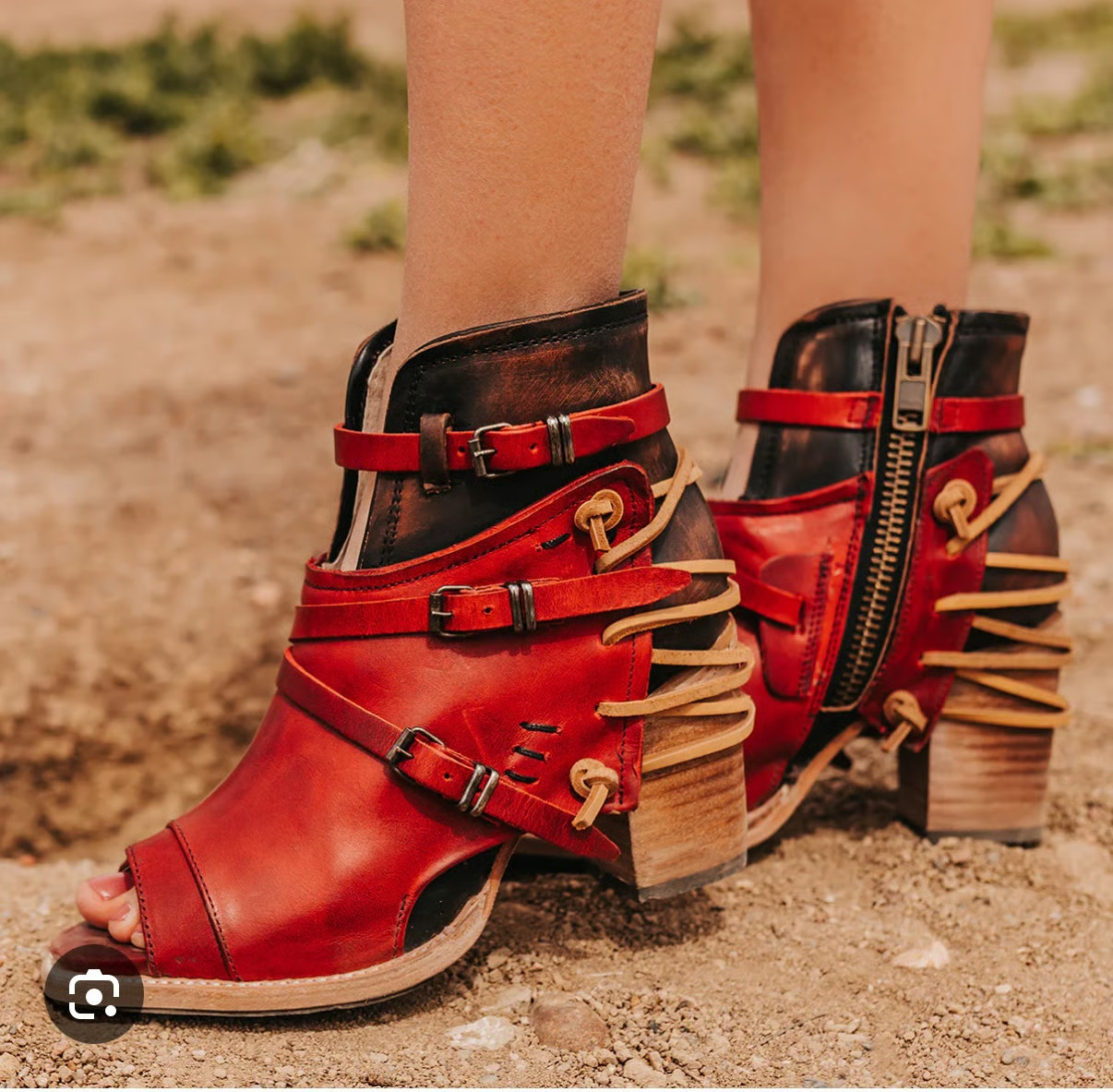 Freebird by Steven Carter Red Sandals Women’s Leather Strappy Boho Biker US 7