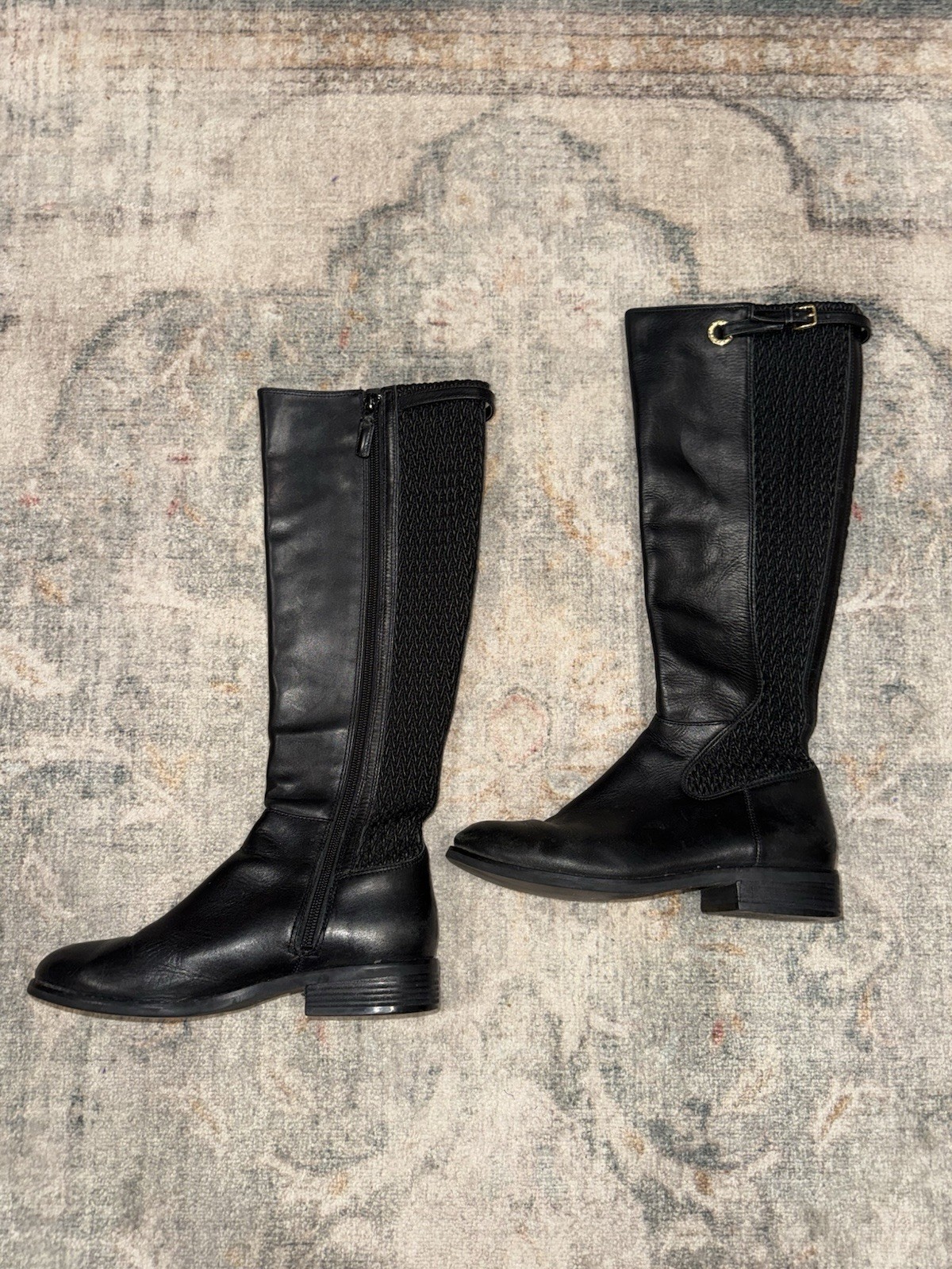 Cole Haan Lexi Grand Stretch Leather Knee High Riding Boot in Black – Size 5.5