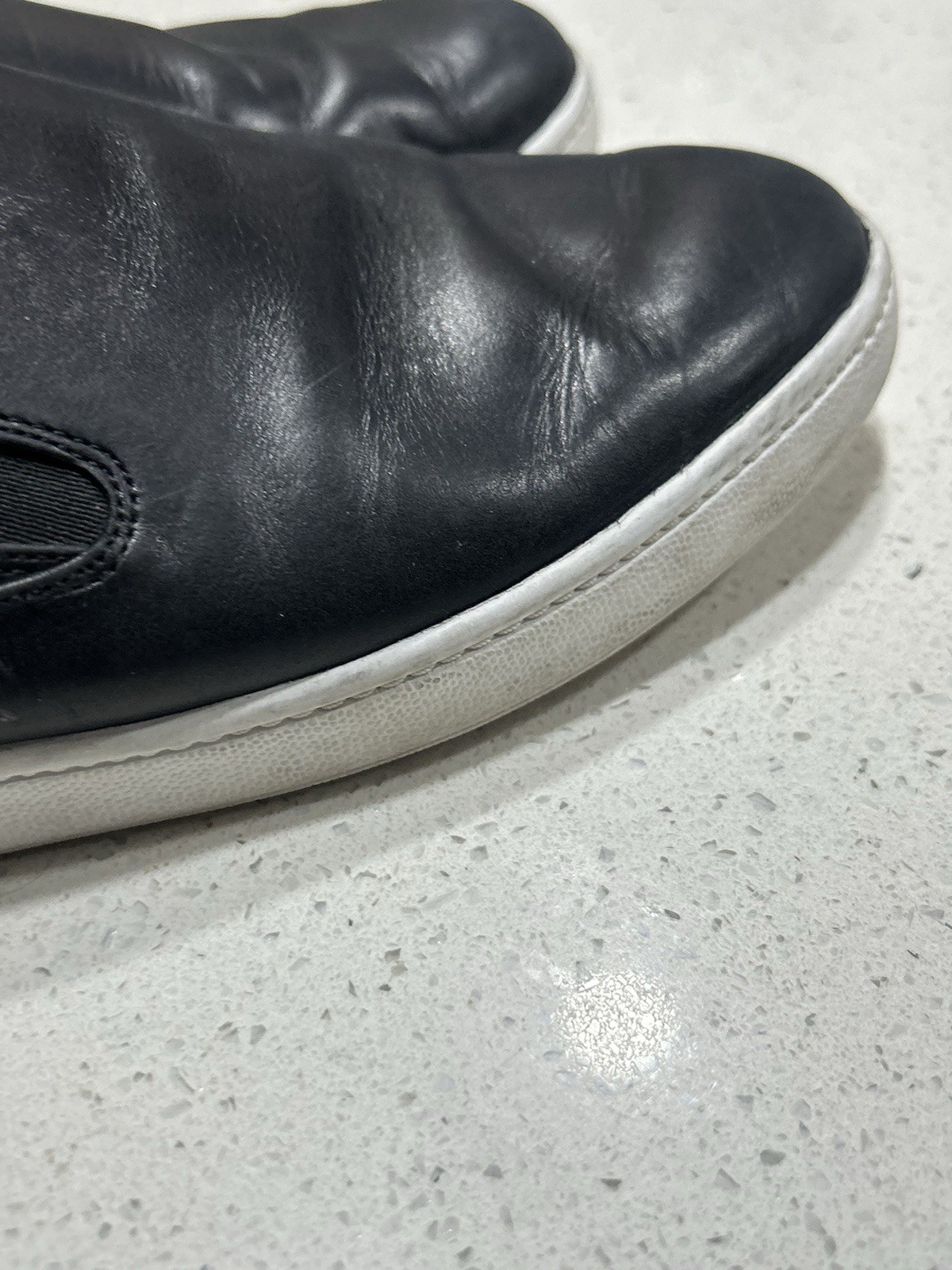 Vince Leather Slip-OnShoes – Black – Size Not Marked