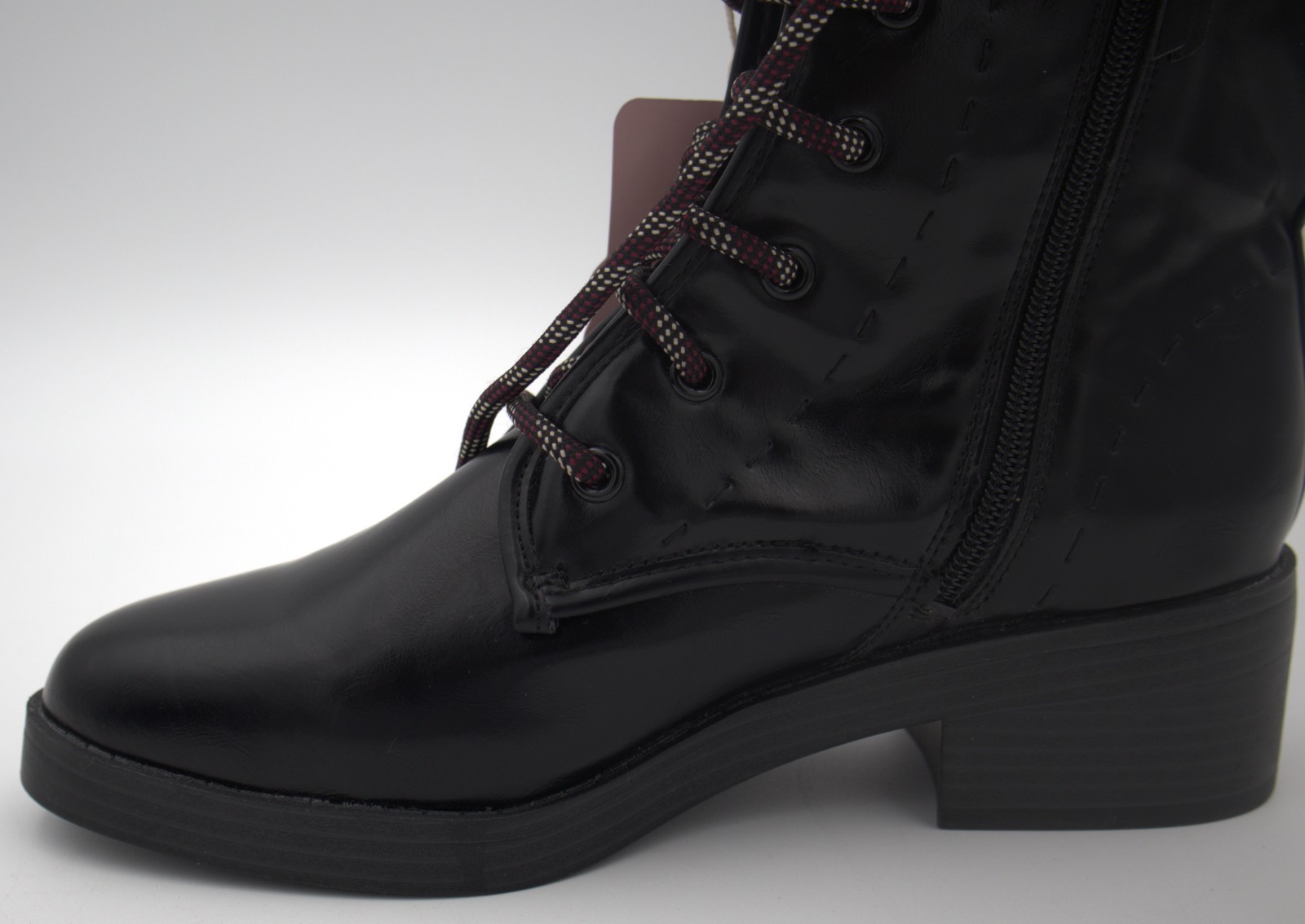 NWT Sam & Libby Melanie Boot Women’s US 8 Black Combat Lace Up Zip Boots Defect