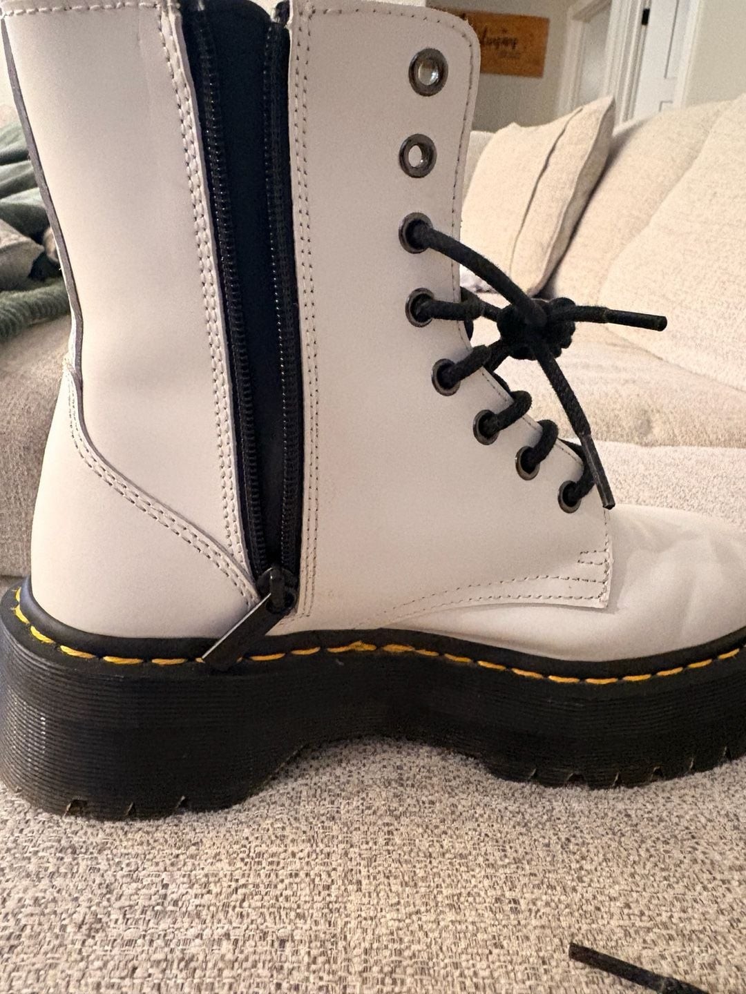 Dr. Martens Jadon Platform 8-Eye Combat Boots in White