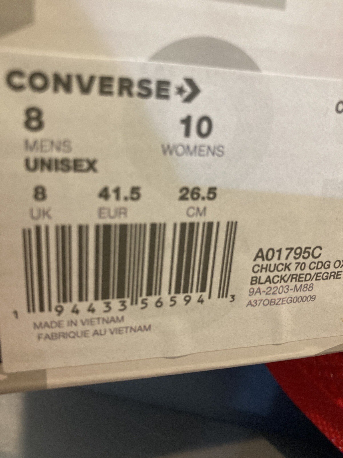 Converse Play Comme des Garçons Size 10 Women’s or Men’s 8 NIB Rare!