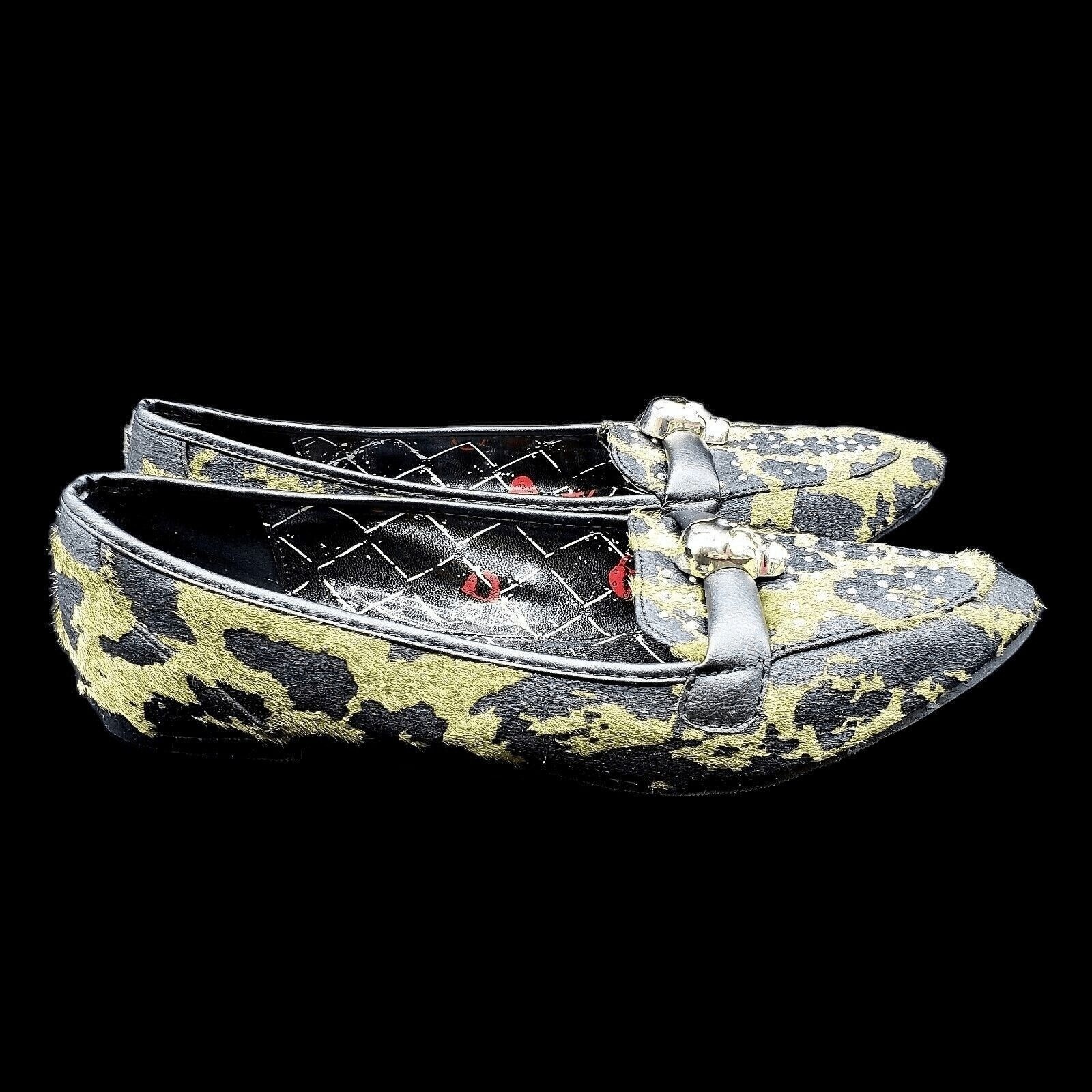 Abbey Dawn by Avril Lavigne Silver Skull Accents Shoes 9 Black Rebel Yell Flats