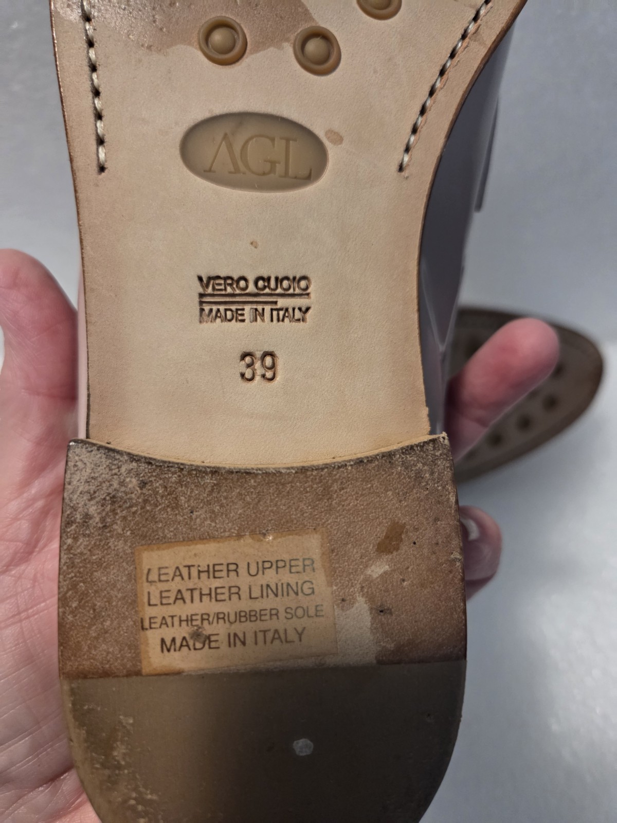 Attilio Giusti Leombruni AGL Penny Loafers Mule 39 Stud Trim Pale Raby Nude