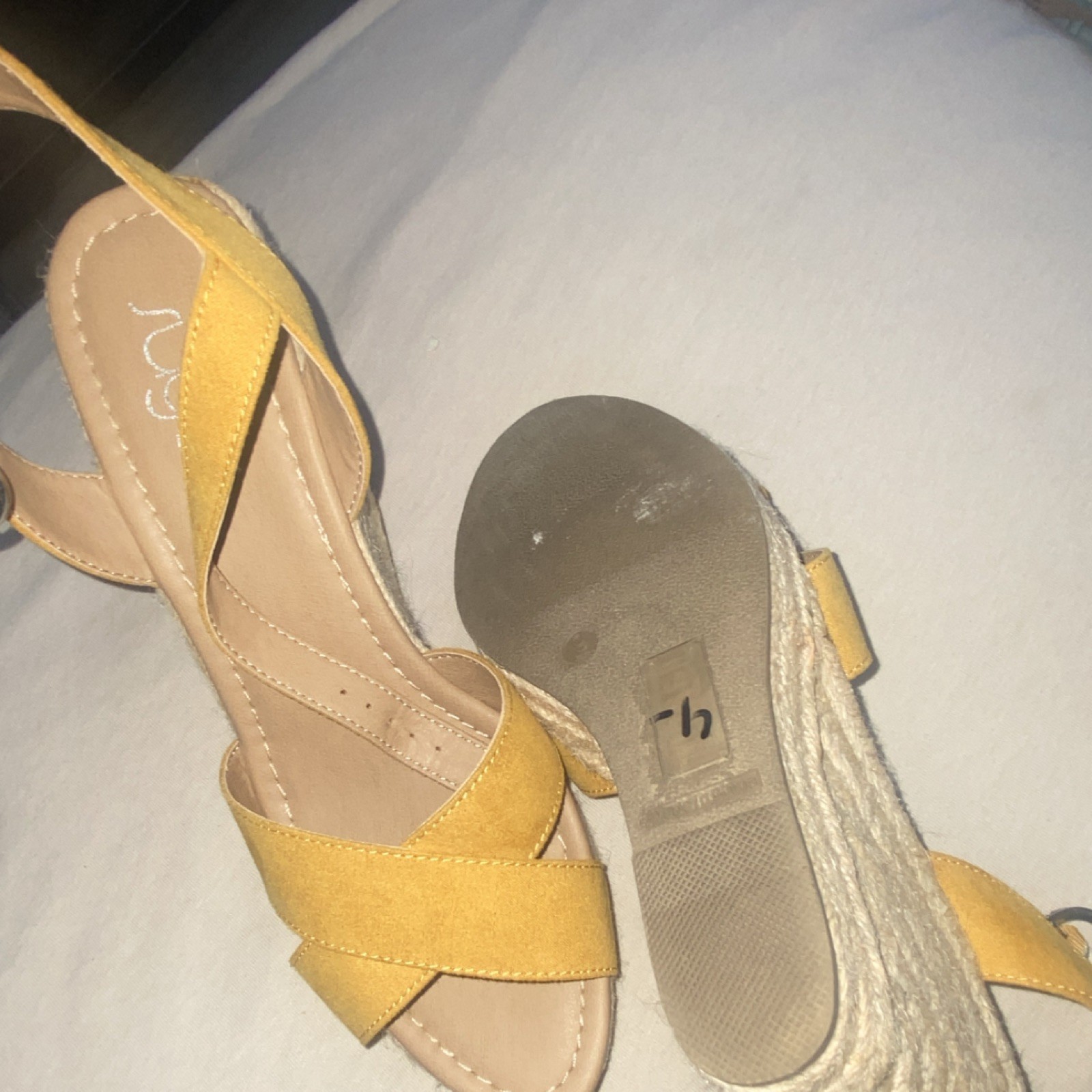 Sugar Yellow Strappy Ankle Strap Women’s Wedge Sandals Solid