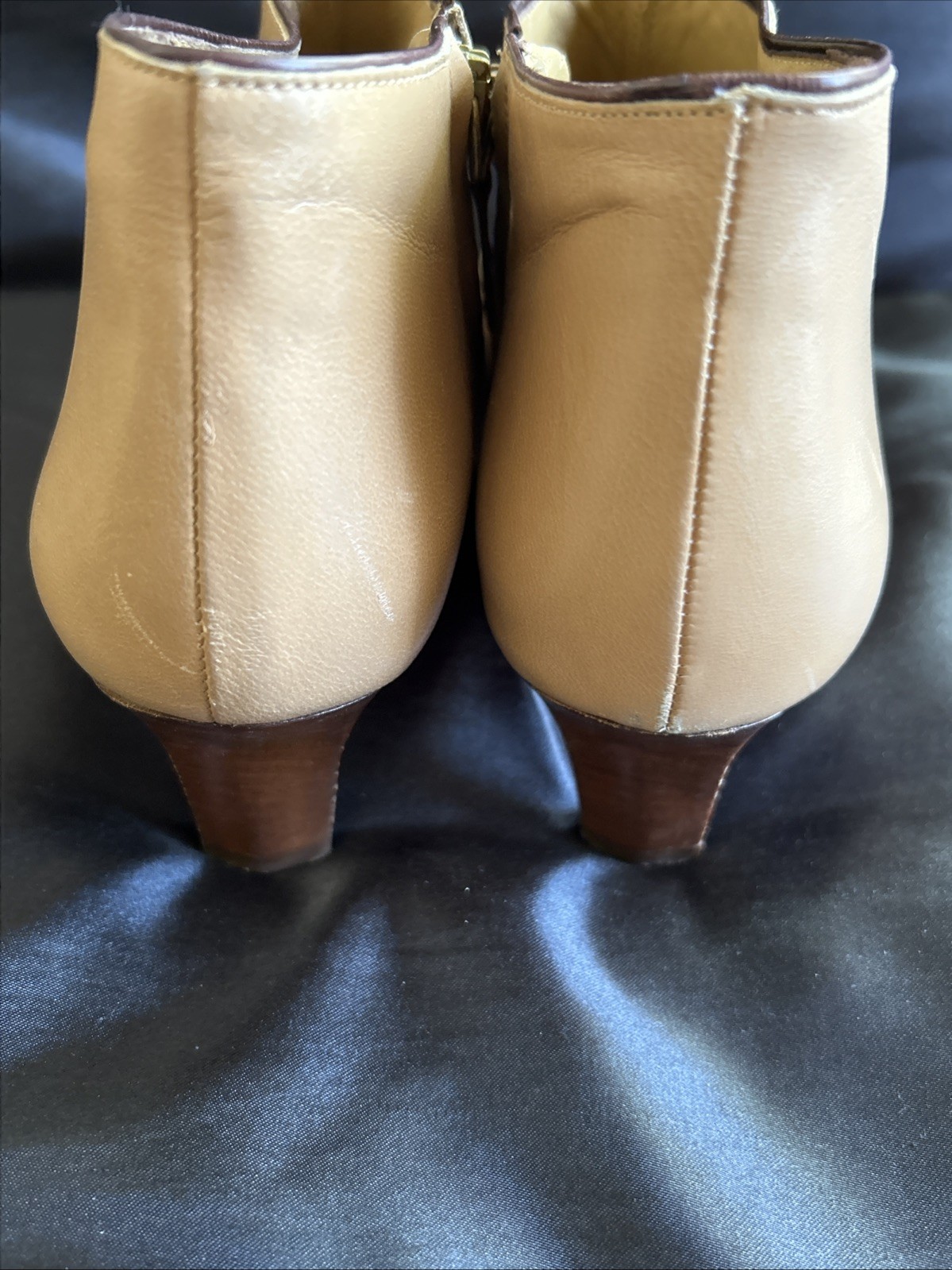 Kate Spade Sophie Beige Camel Soft Leather Booties Shoes 7.5 M Made In Italy Y2K
