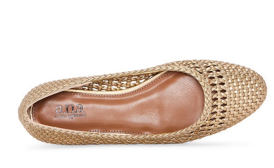 a.n.a Mabrey Round Closed Toe Ballet Flats, Ana Knoll Gold, Size 11 M, New, NWT