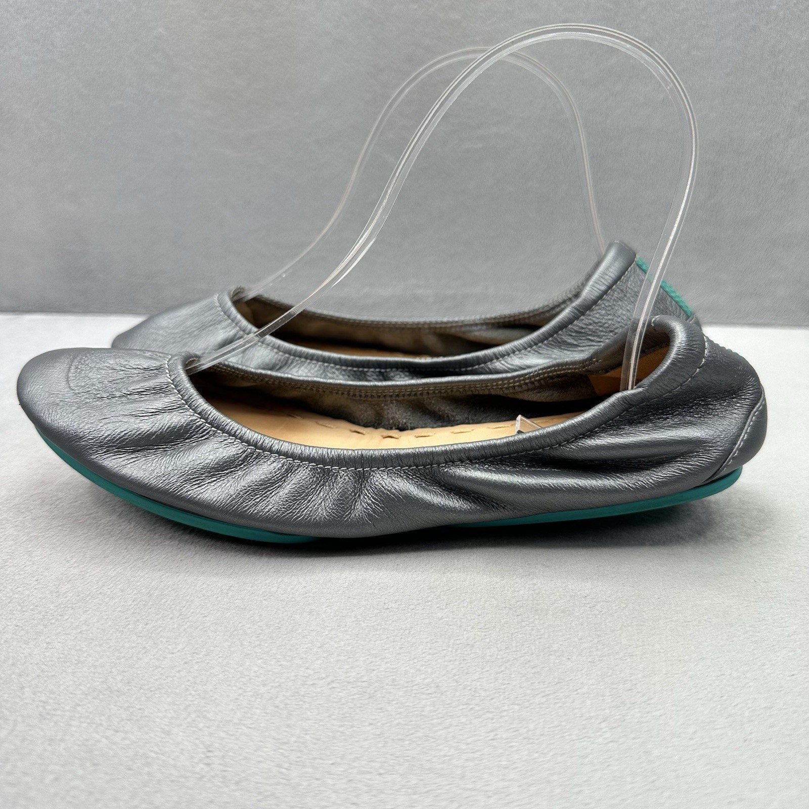 Tieks by Gavrieli Metallic Pewter Womens Size 8 Full Grain Leather Ballet Flats