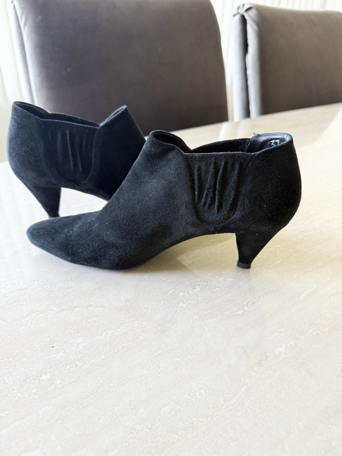 Prada Black Suede Ankle Bootie Pointed Toe Slip-On Stretch Elastic VINTAGE US 7