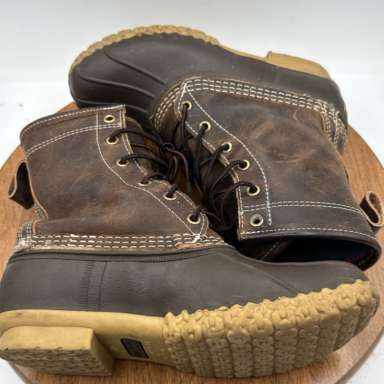 LL Bean Women’s Brown Leather 6” Flannel Lined Waterproof Duck Boots Size 6M USA