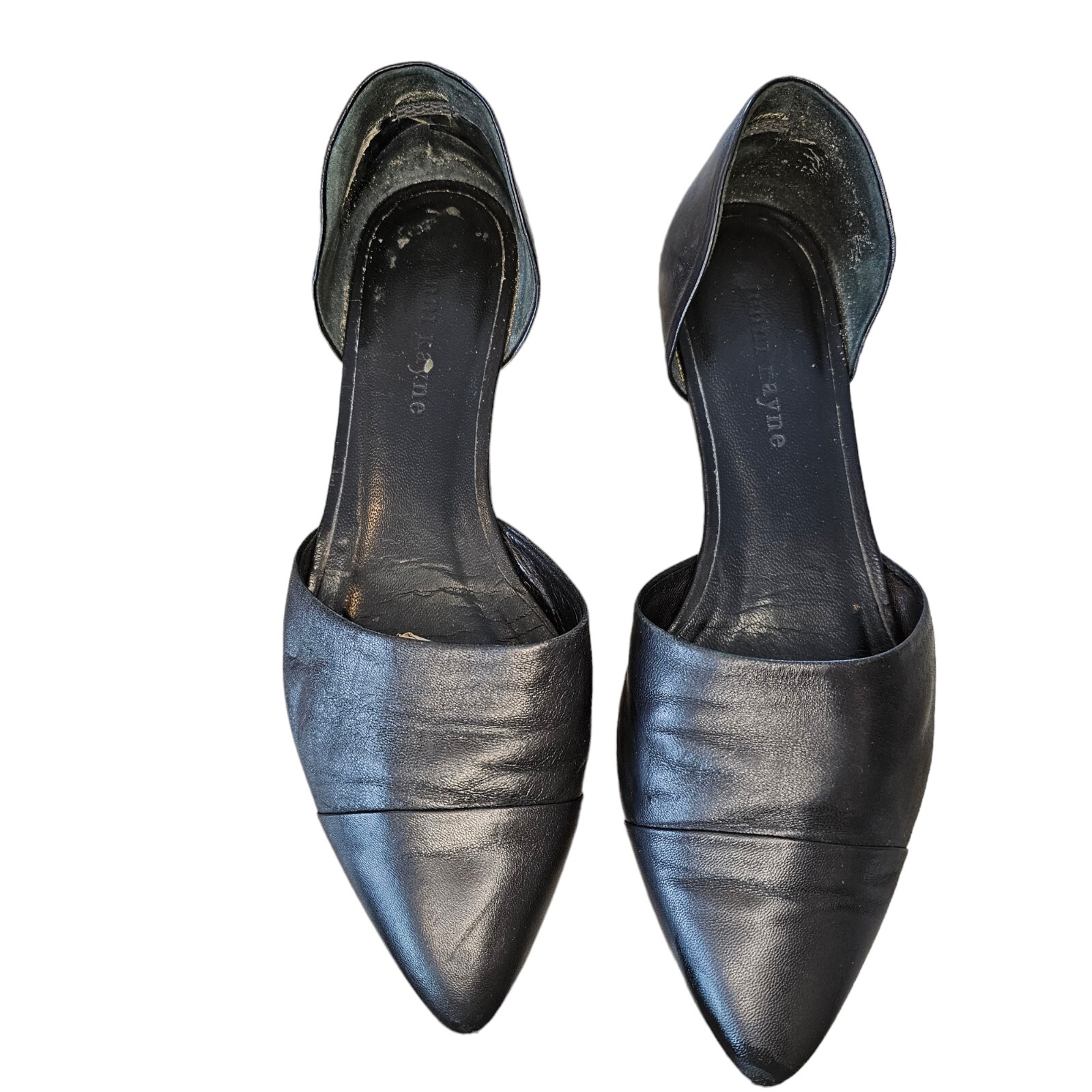 Jenni Kayne D’orsay Flats US Size 8 Shoes Pointed Toe Black Leather Designer