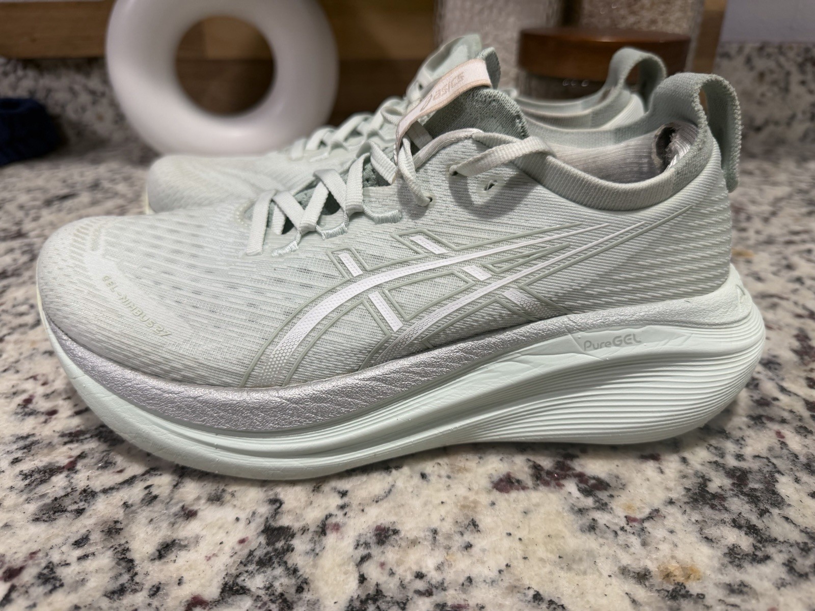 ASICS GEL-Nimbus 27 Shoes Womens Size 8 Mint Green Running Athletic Sneakers