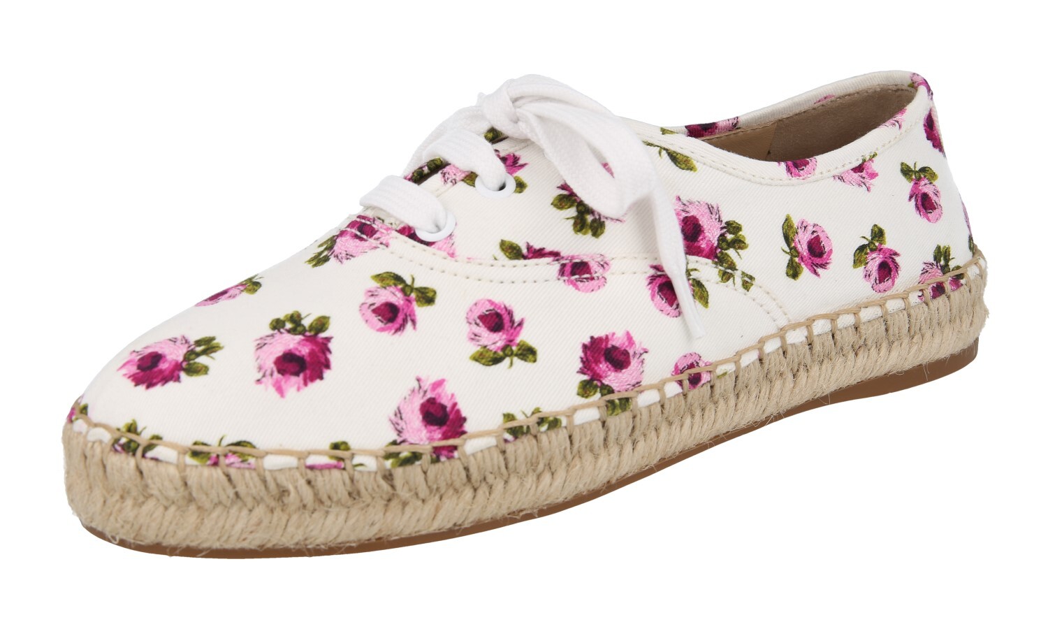 PRADA Canvas Leather Summer Shoes Espadrilles 1E988L Roses NEW – US 6.5 EU 36,5
