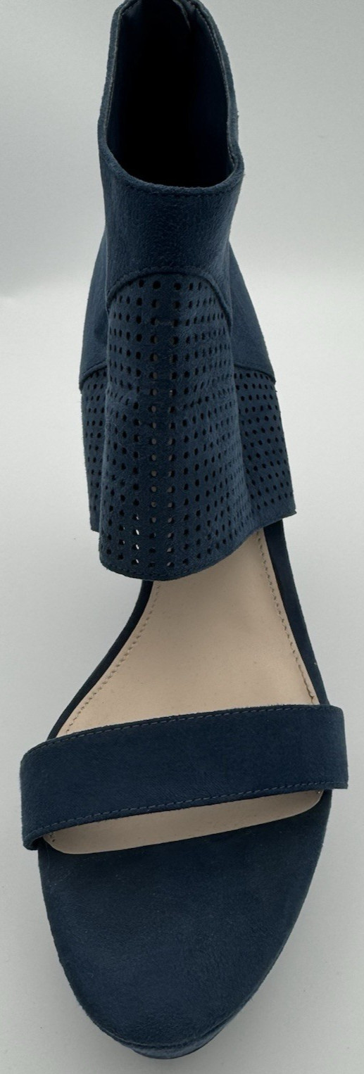 Bar III Siren Platform Ankle Zipper Cuff Wedge Blue Wing Teal Suede Shoes 10M