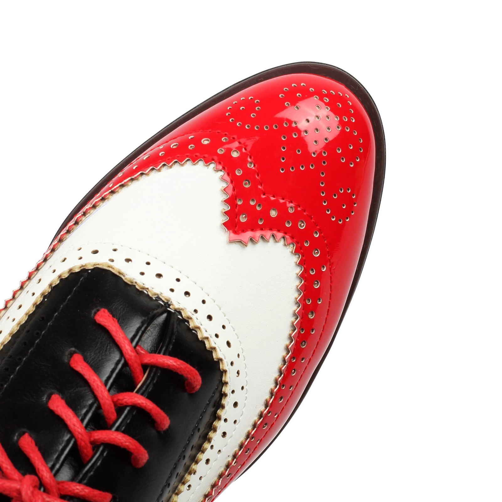 Women’s Wing Tip Lace Up Brogue College Pumps Leather Colorblock Shoes Plus Size