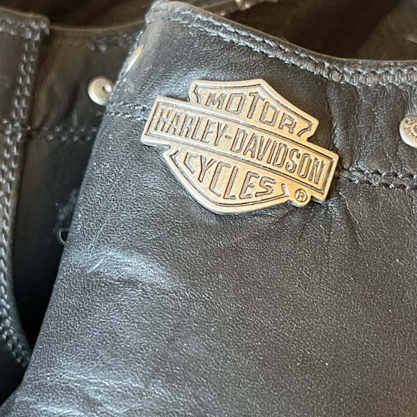 Harley-Davidson Clogs Chunky Black Leather Platform Biker Studs Womens 8 Y2K
