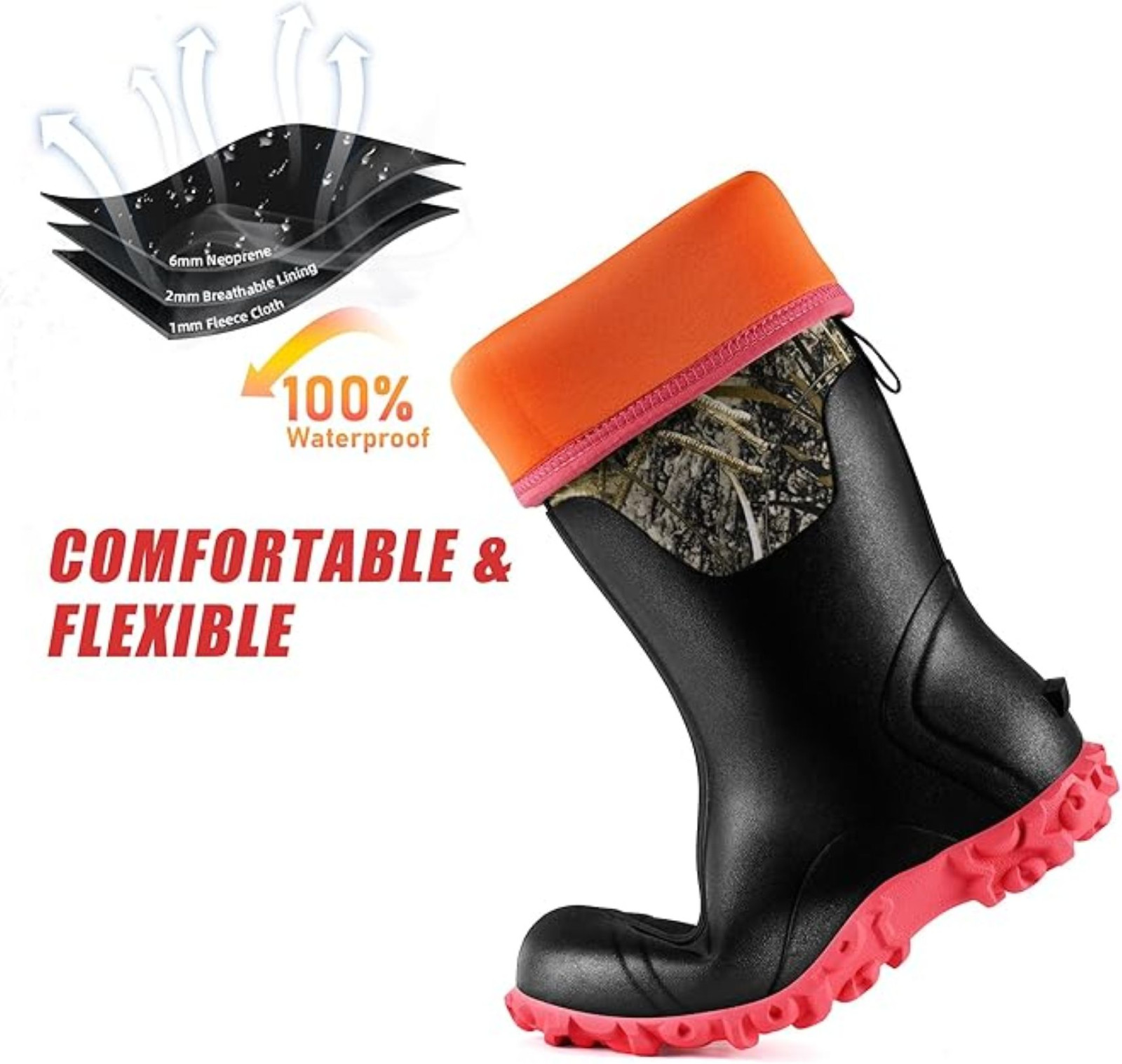 Trudave Hunting Boots for Women with Steel Shank Anti-Slip Waterproof Rain Boots