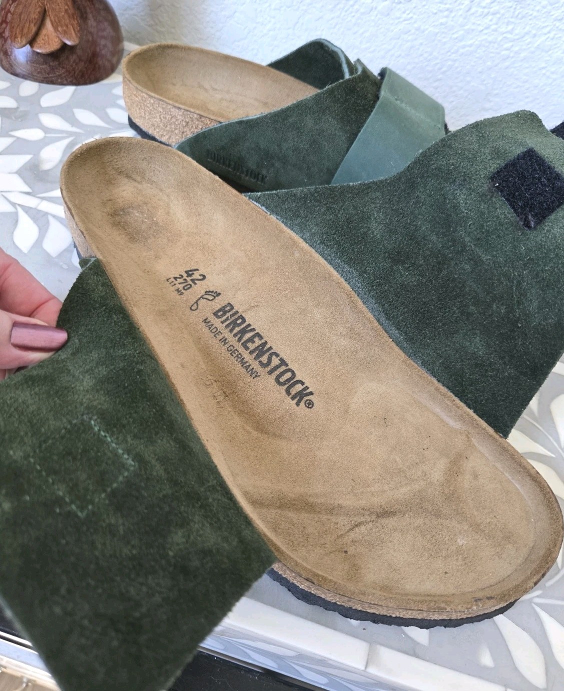 New Birkenstock Kyoto Thyme Nubuck/Suede Leather Adjustable Medium Width Sz 42
