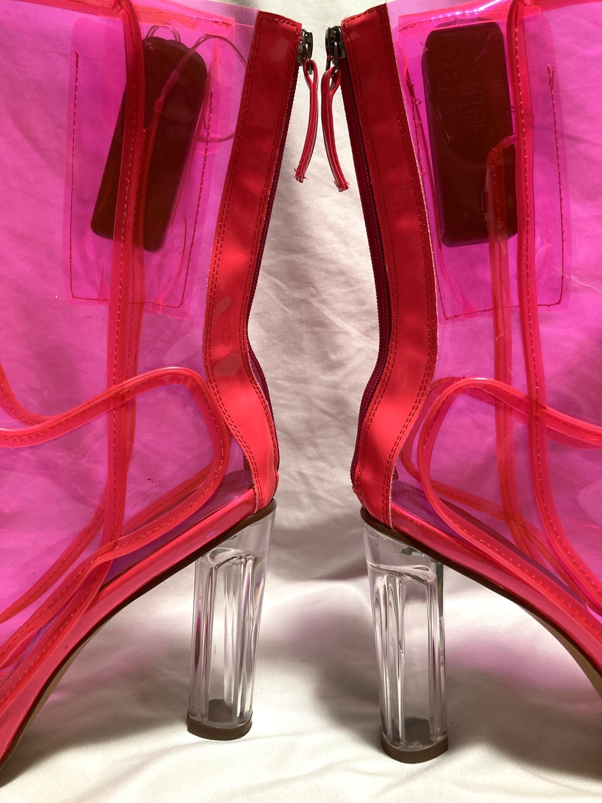 Neon Cowboys HOT PINK PVC BOOTS Women size 14 LED Light Up Out Past Midnight
