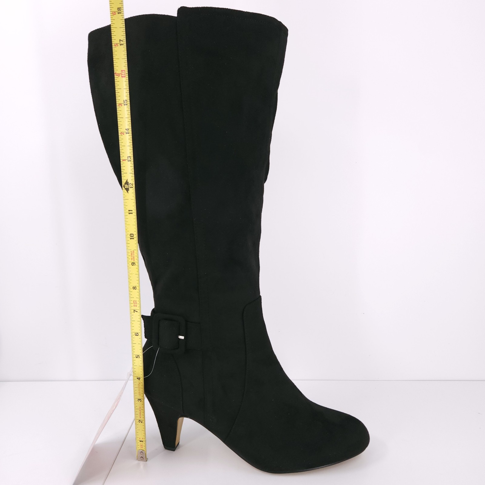 Bella Vita Troy II Plus Black Super Cone Heel Leather Tall Dress Boots Womens