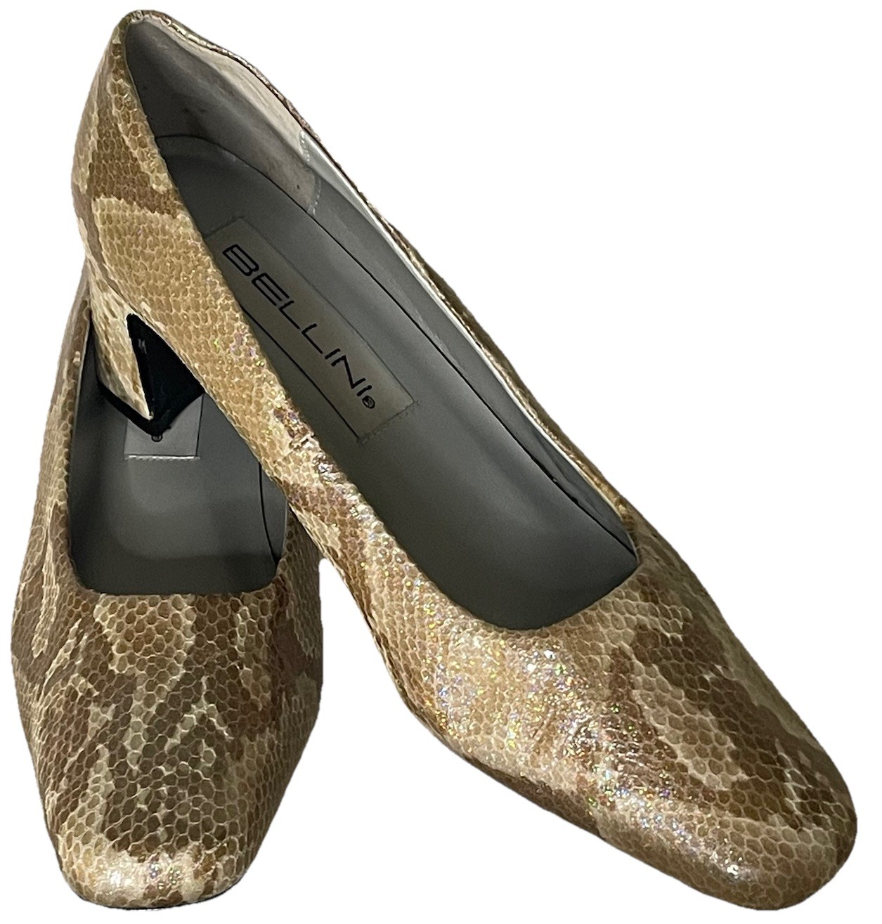 Bellini Jasmine Womens Snake Print Pump Size 7 Medium 2” Block Heel