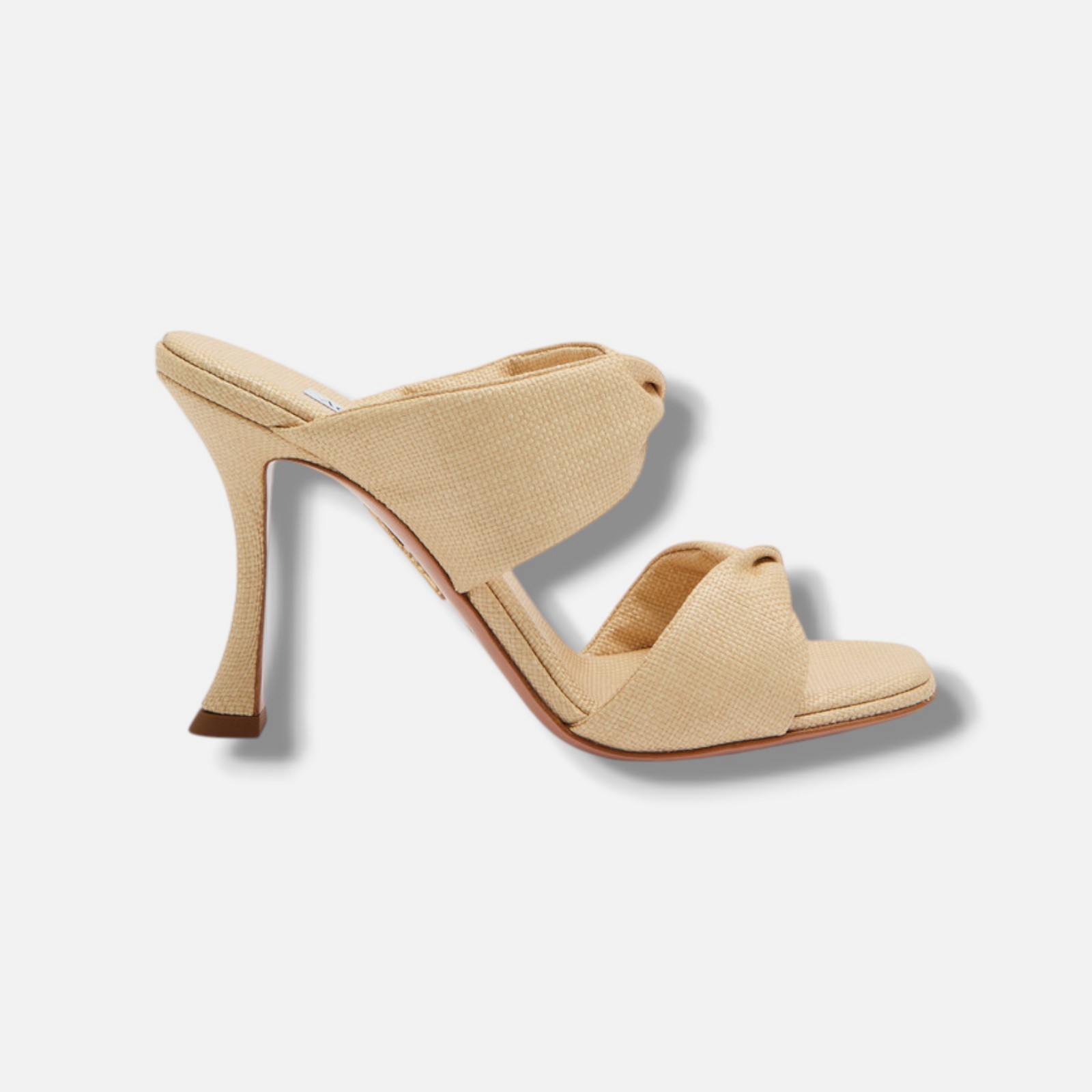 Aquazzura Women’s Beige Twist 95 Soft Raffia Mules Shoes Size EU:39 US:9