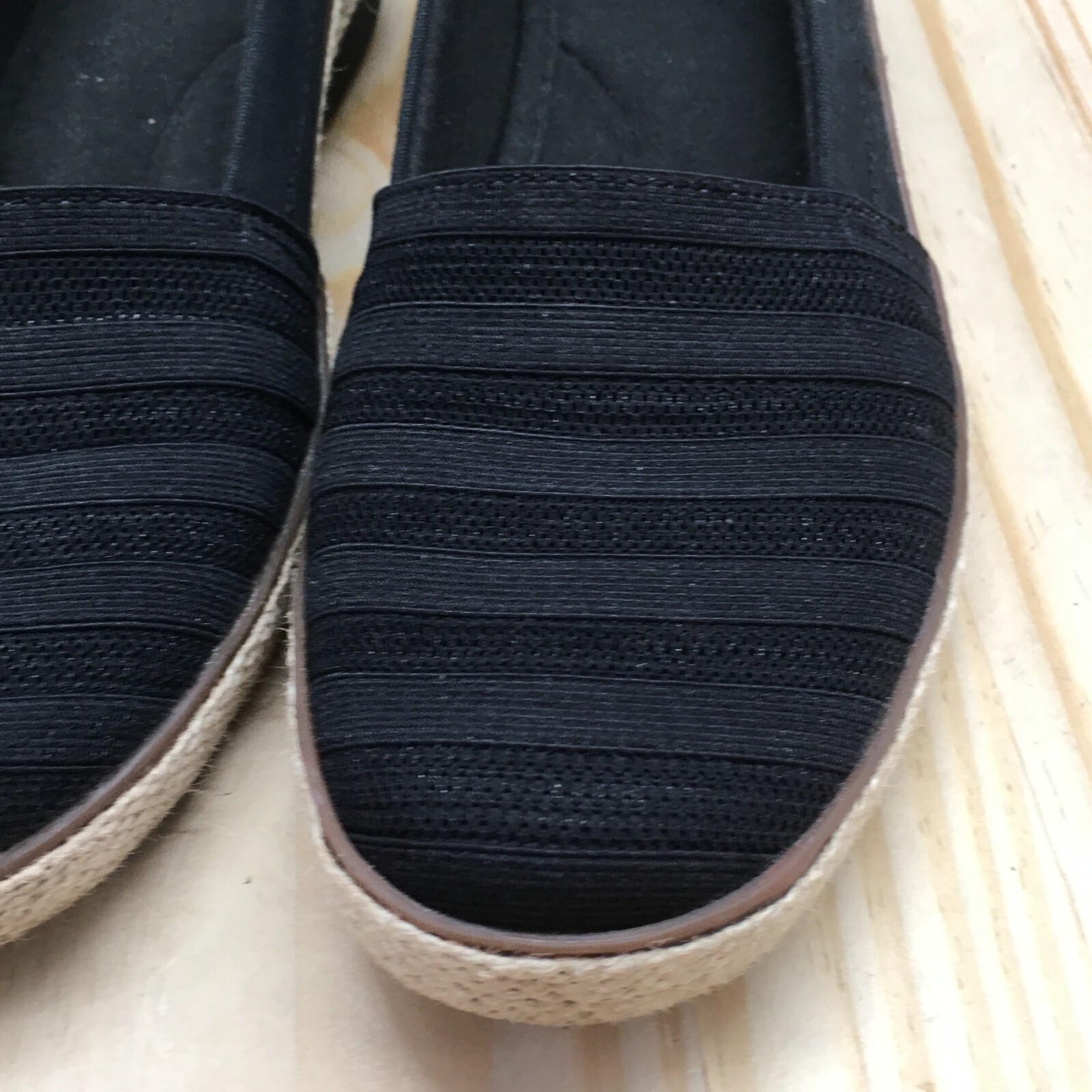 Grasshoppers Shoes Womens 6.5 M Cleo Casual Slip On Wedge Loafer Black Fabric