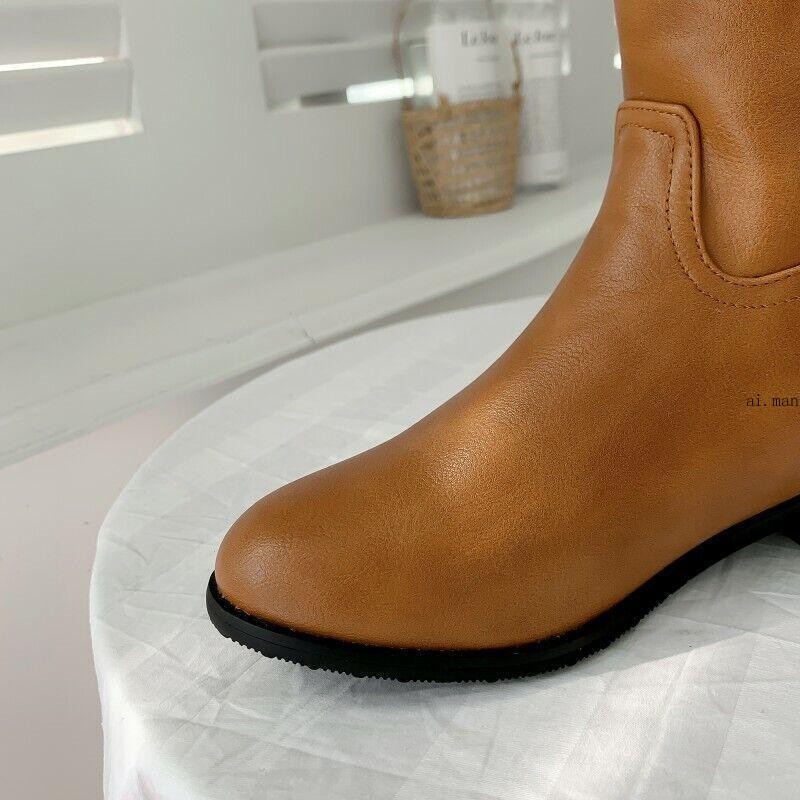 Women’s Men’s Mid Calf Knee High Riding Boots Tall Shoes Zipper Leather Oversize