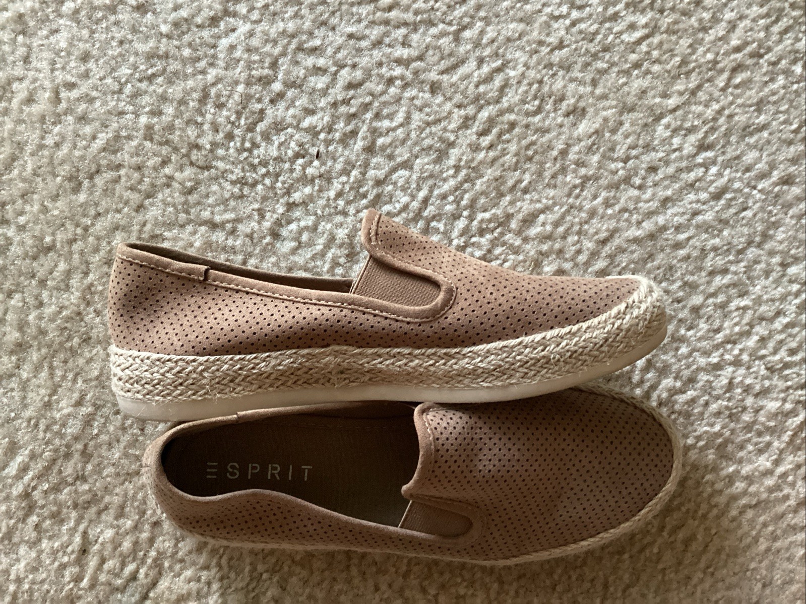 Esprit Nadine Espadrille Flats US 9 M Tan Faux Suede Textile Uppers Casual Shoe