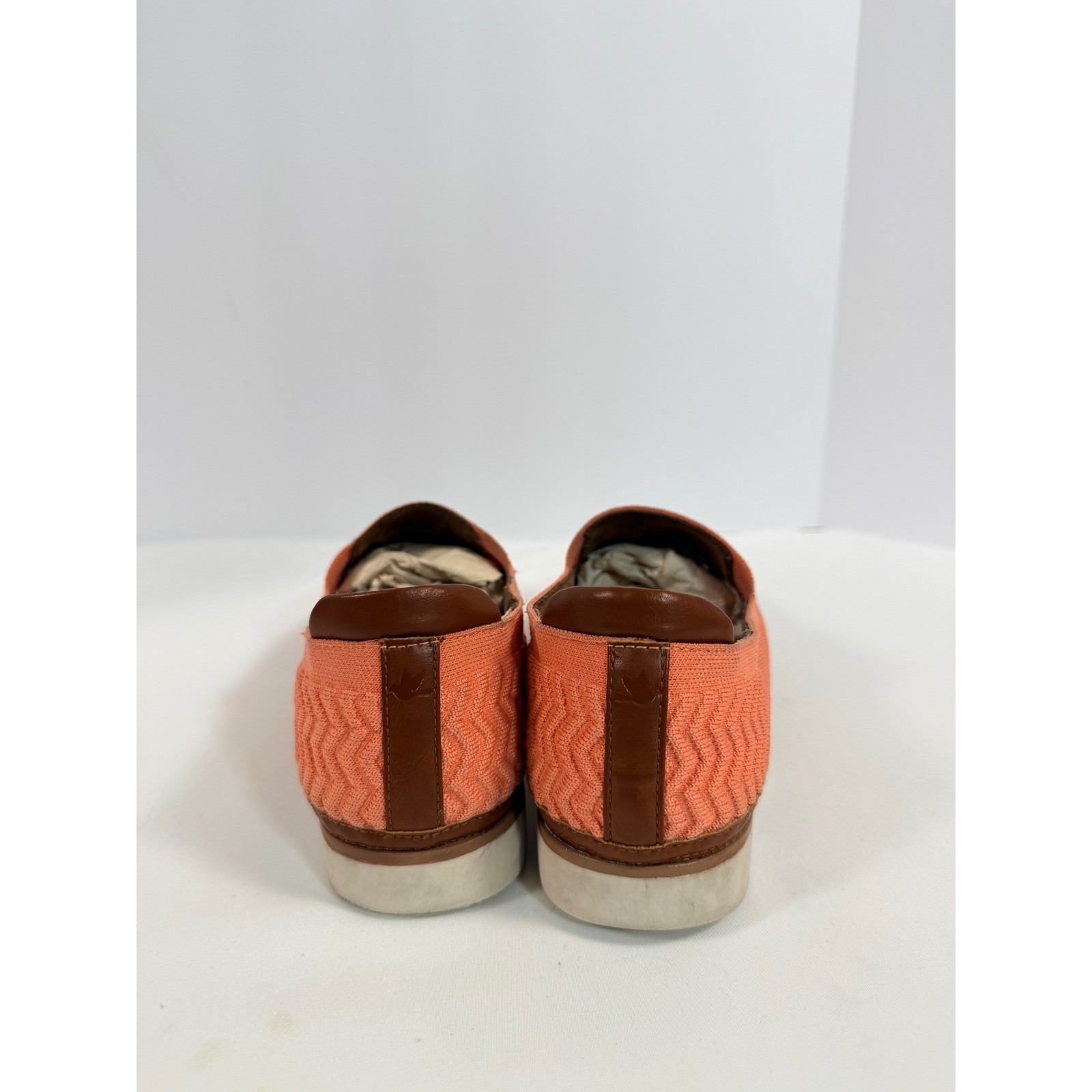 Cobb Hill Camryn Coral Orange Knit Chevron Slip On Loafers Womens 8 CI7750