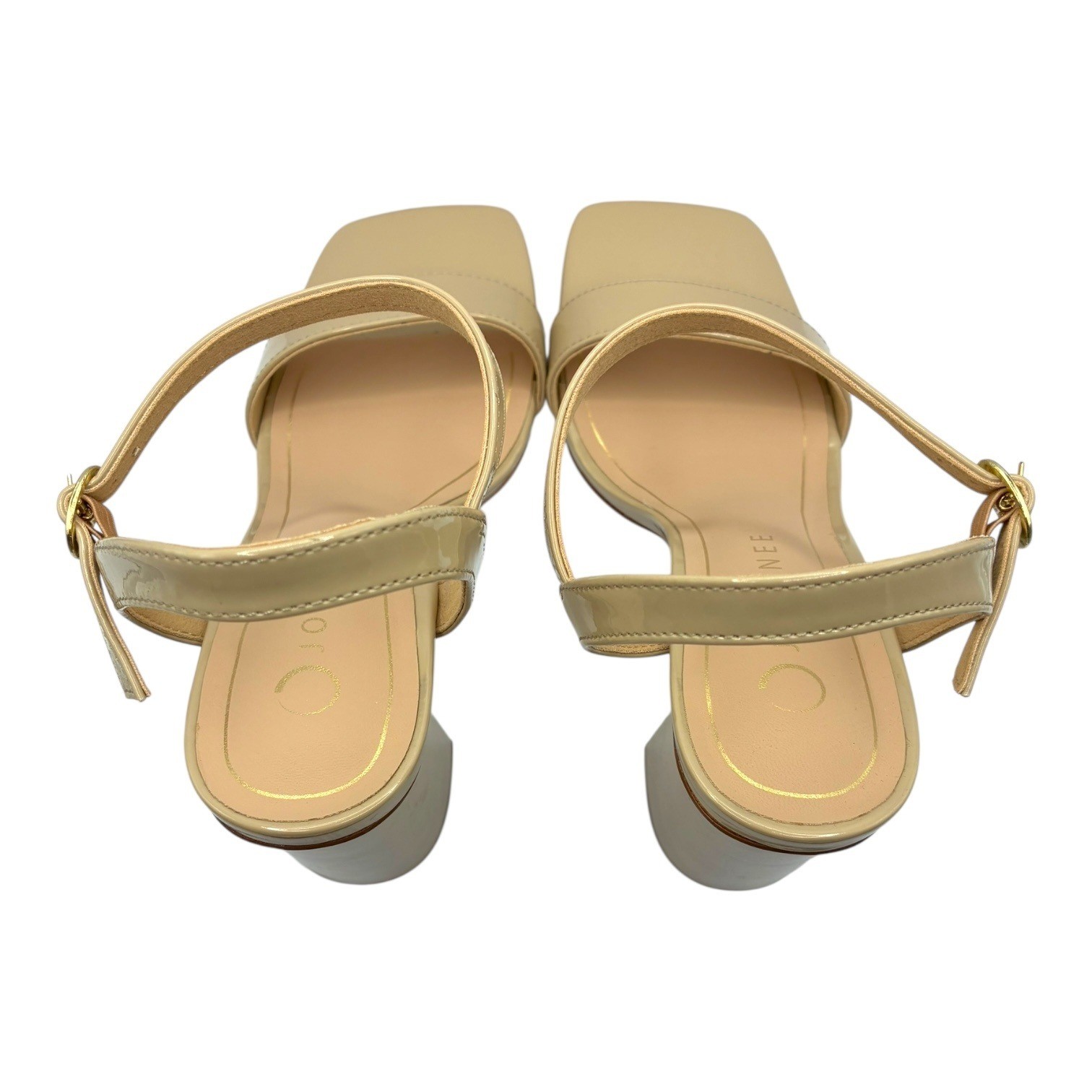 Journee Collection Tivona Tan Patent Block Heels Size 8 NIB 3.25″