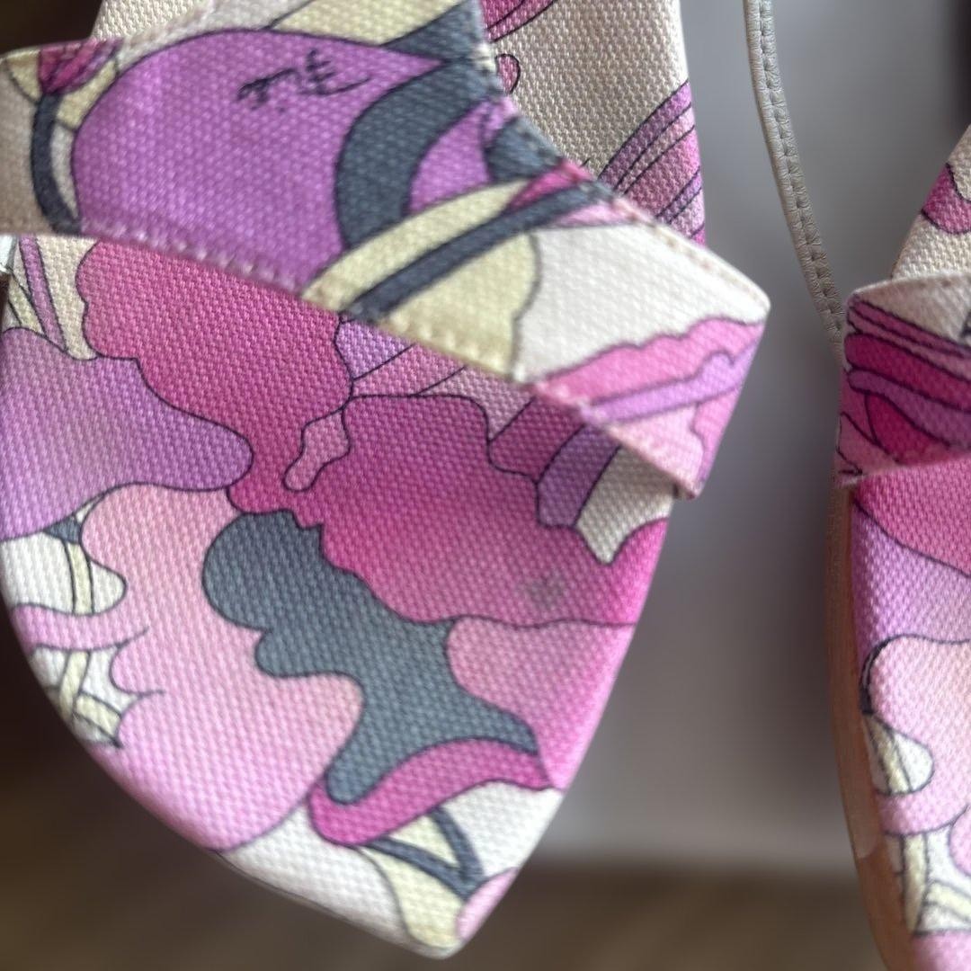Emilio Pucci Lace Up Sandals Pink Geometric EU37 23.5-24.5cm w/Box Bag