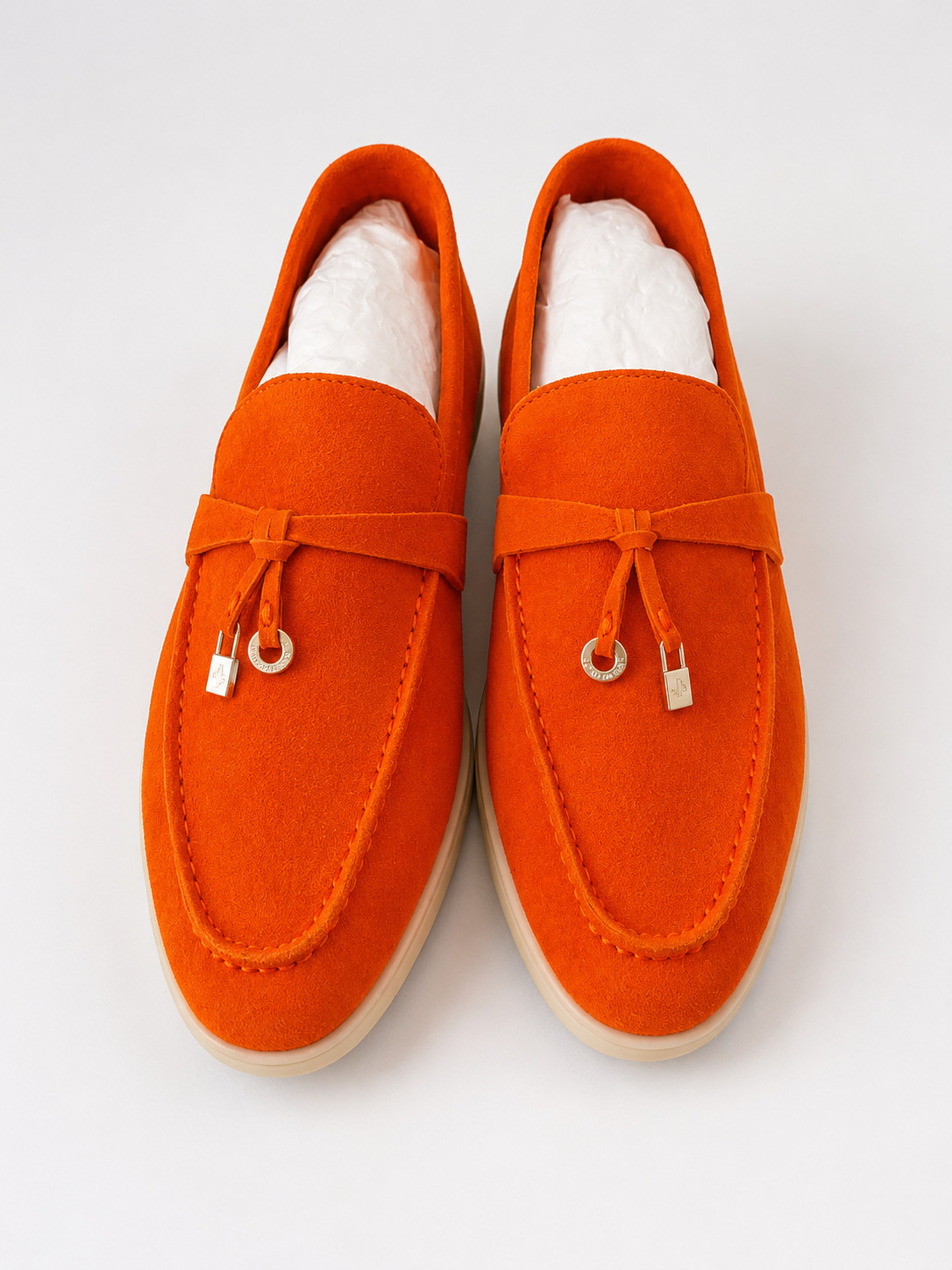 Women’s Orange Suede Loafers Size 36 Slip On Casual Shoes New Without Box